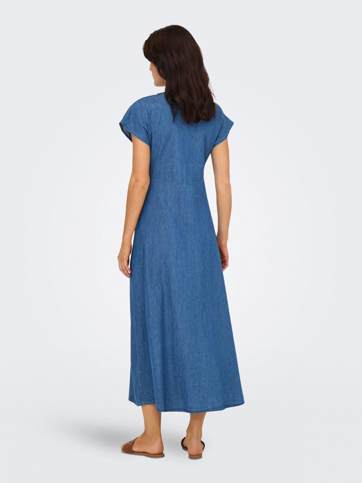 온리 데님 롱 브이넥 버튼 원피스 15358776_2115 BLUE / MEDIUM BLUE DENIM - 상세 이미지 2