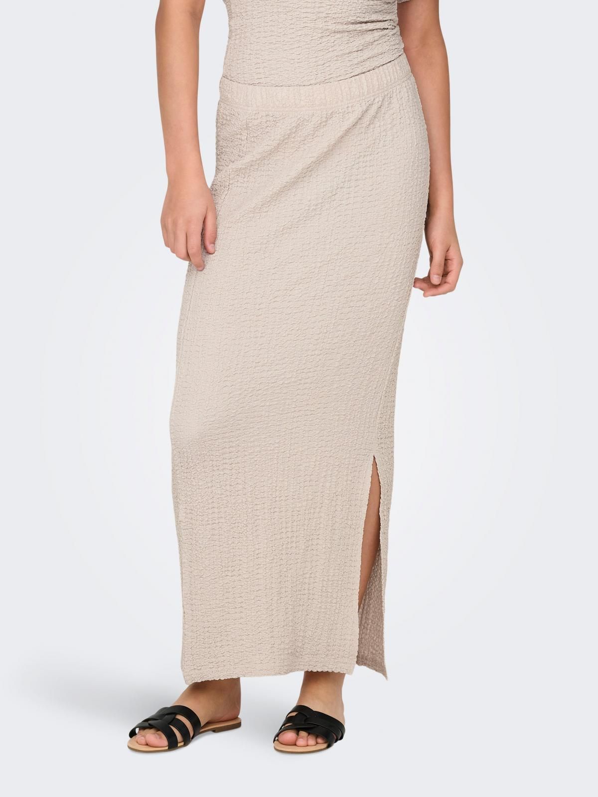 온리 텍스처 베이직 롱 스커트 슬릿 15324480_115 BEIGE / PUMICE STONE - 상품 이미지