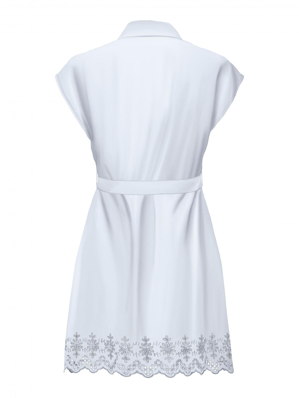 온리 펀칭 자수 벨티드 미니 셔츠 원피스 15314411_5 WHITE / BRIGHT WHITE - 상세 이미지 4