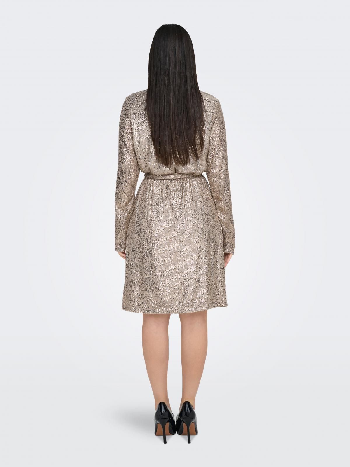 온리 파티 시퀸 벨티드 미니 원피스 15333851_115_1161347 BEIGE / PUMICE STONE - 상세 이미지 3