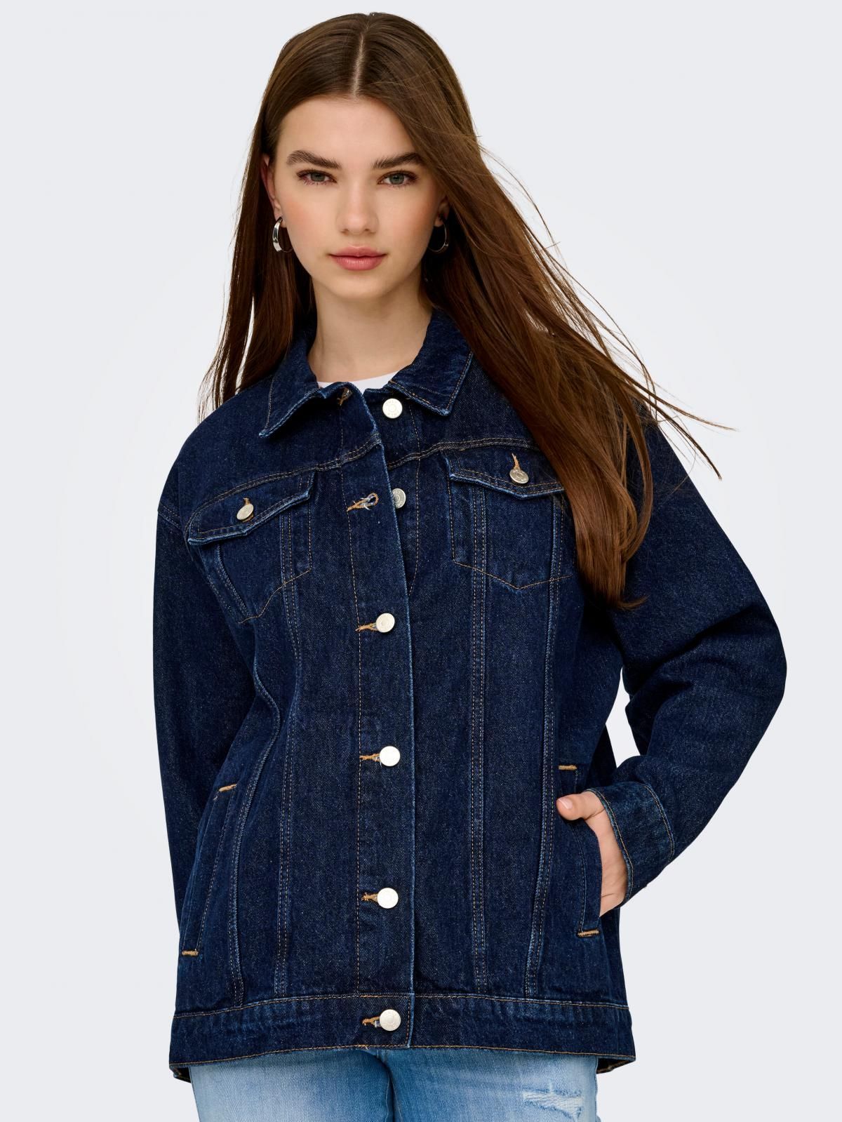 온리 테크니컬 오버핏 데님 재킷 15256983_2114 BLUE / DARK BLUE DENIM - 상품 이미지