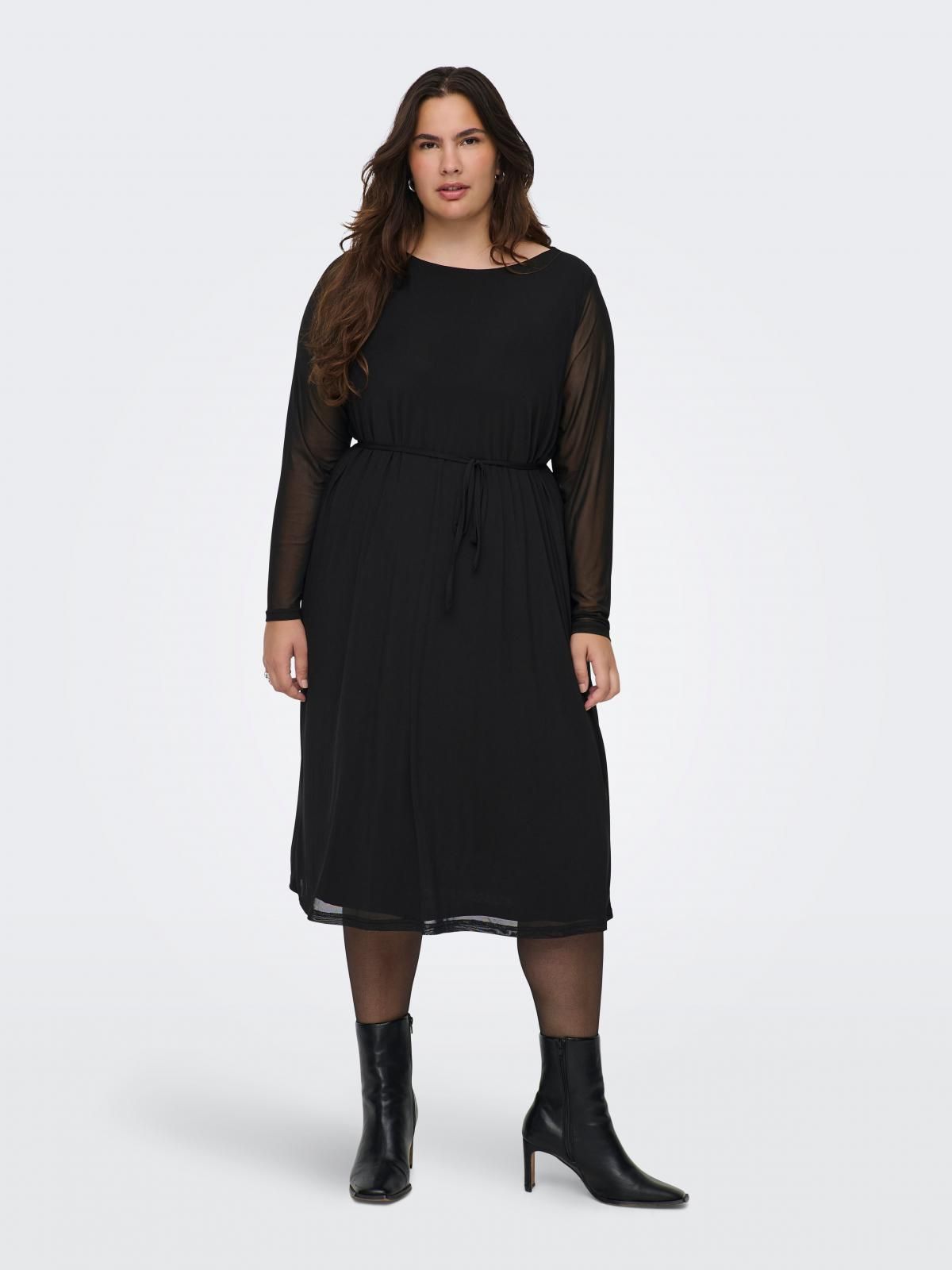온리 빅사이즈 벨트 블랙 미디 원피스 15334224_2161 BLACK / BLACK - 상세 이미지 5
