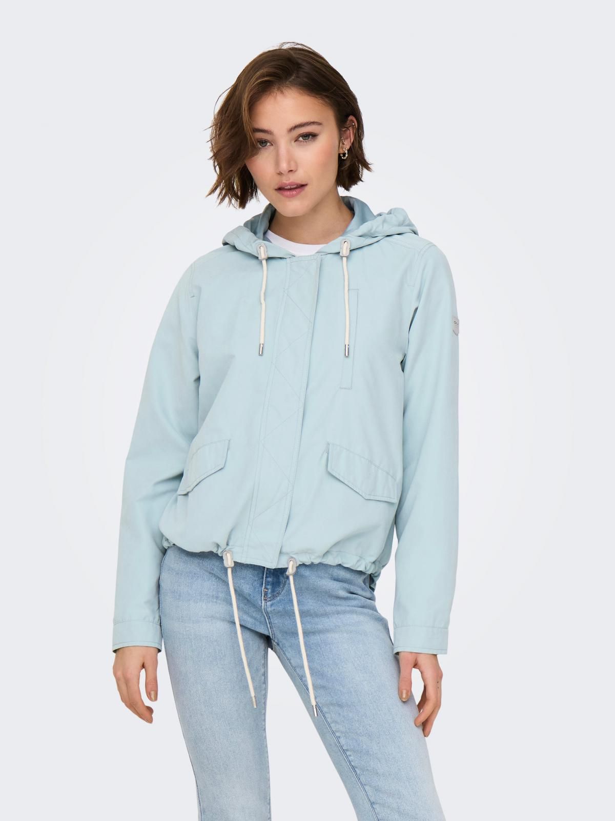 온리 테크니컬 라이트블루 후드 집업 재킷 15218613_1422 TURQUOISE / GRAY MIST - 상품 이미지