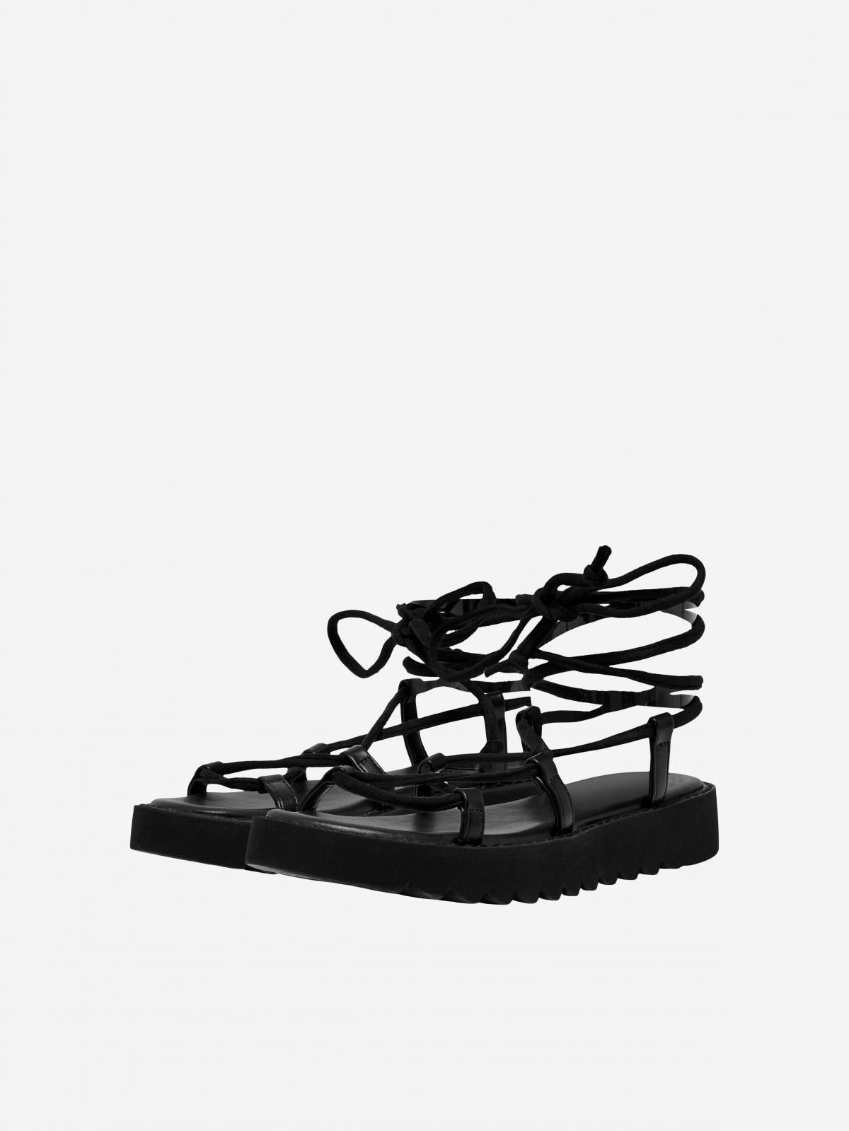 온리 레이스업 스트랩 샌들 15288055_2161 BLACK / BLACK - 상세 이미지 5