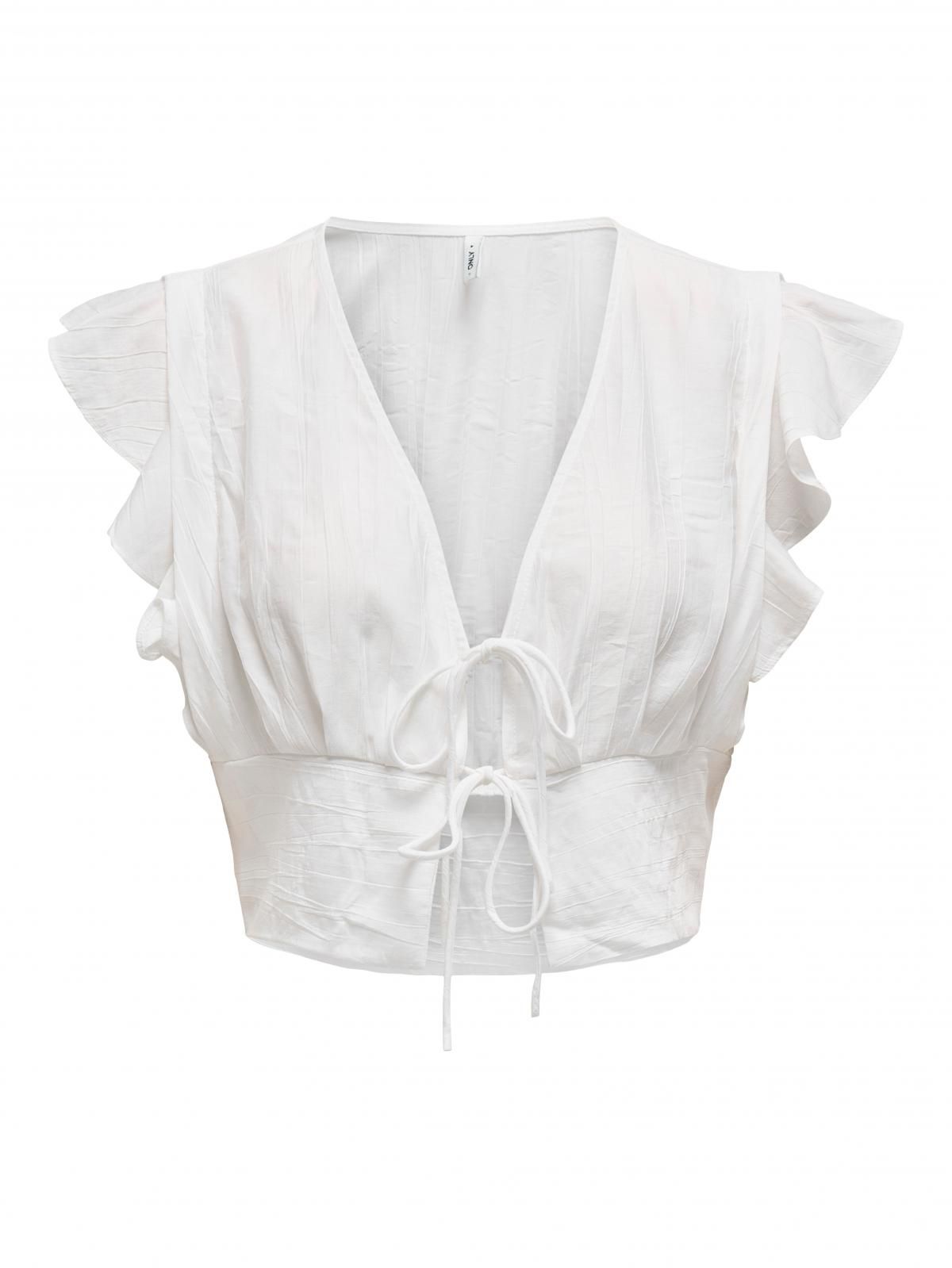 온리 프릴 스트링 루즈핏 반팔 블라우스 15346937_5 WHITE / BRIGHT WHITE - 상세 이미지 3