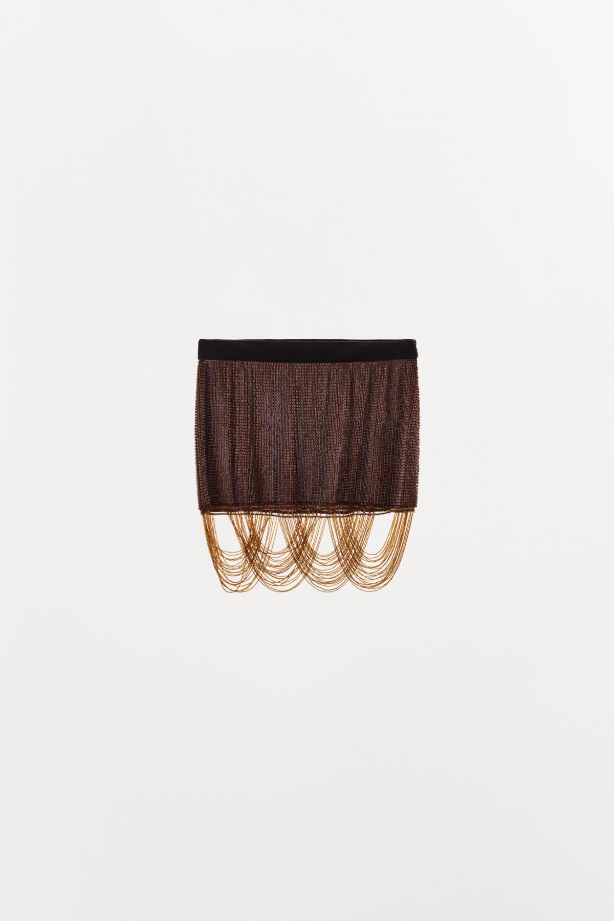 자라 트렌디 비즈 프린지 미니 스커트 1758/629 BROWN - 상품 이미지