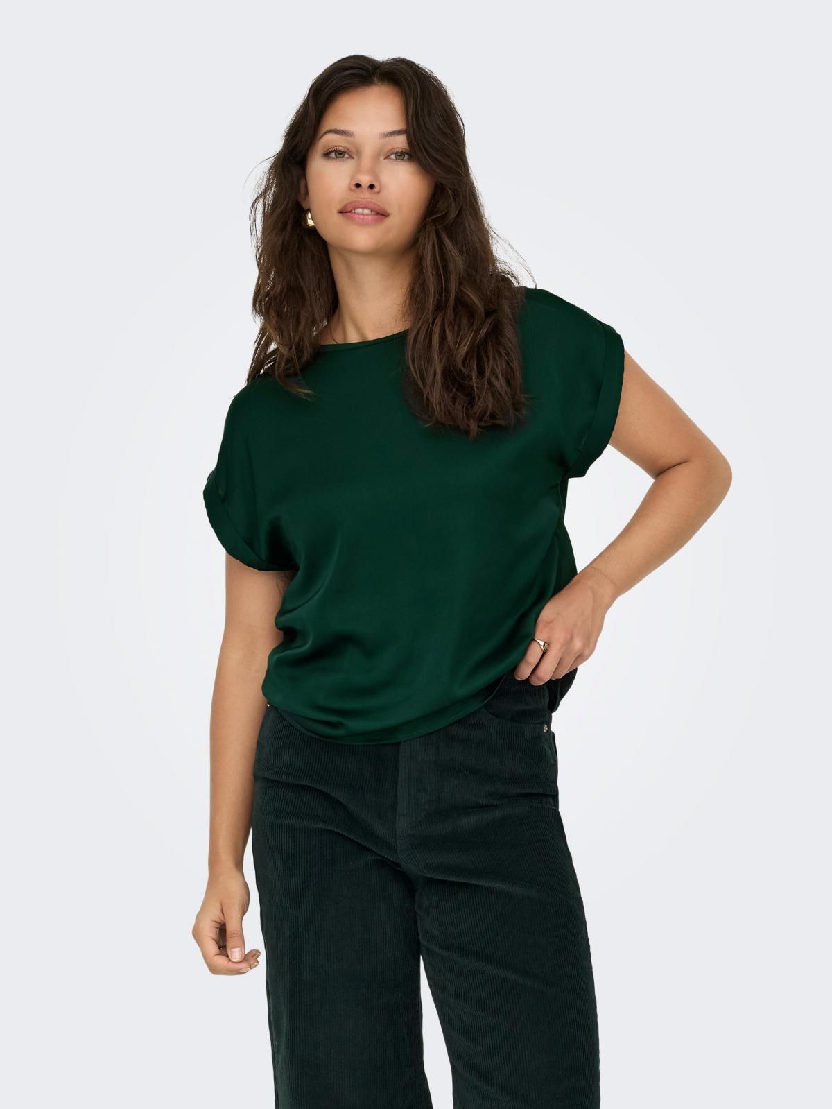 온리 라운드넥 반팔 레귤러핏 티셔츠 15303413_1472 GREEN / DARKEST SPRUCE - 메인 이미지
