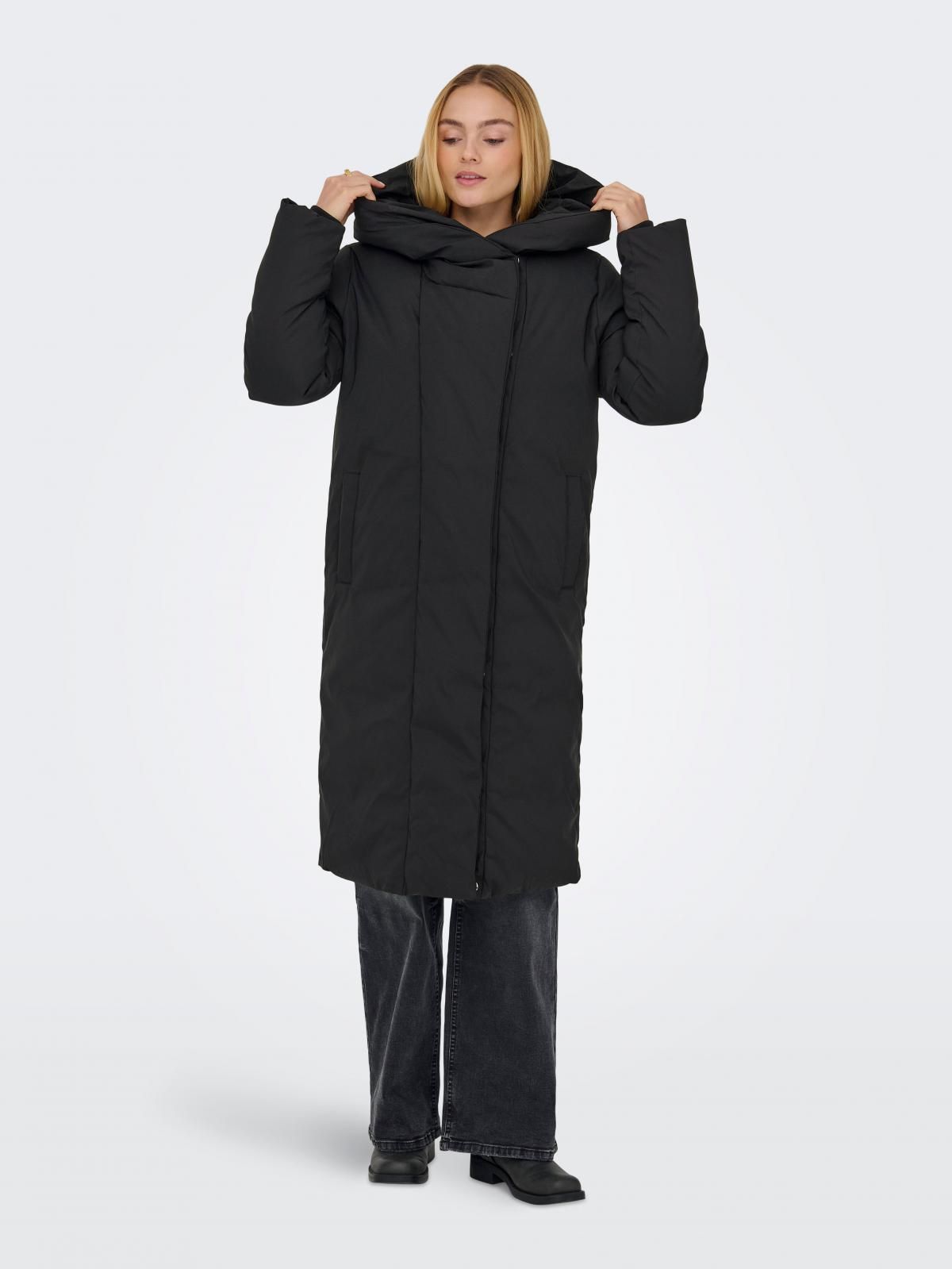 제이디와이 후드 버튼 패딩 코트 15363260_2161 BLACK / BLACK - 상품 이미지