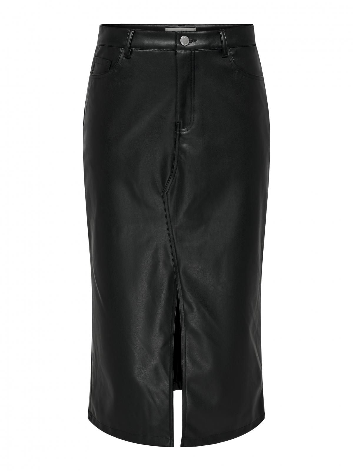 온리 테크니컬 레더 롱 스커트 15324778_2161 BLACK / BLACK - 상세 이미지 3