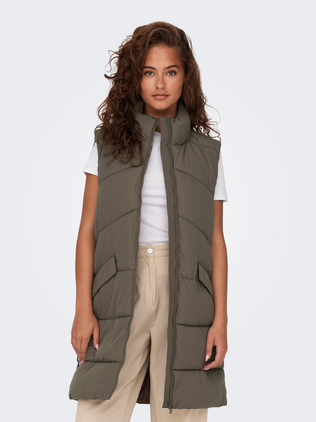 온리 롱 패딩 경량 베스트 집업 포켓 15274066_8565 BROWN / COFFEE QUARTZ - 상세 이미지 2