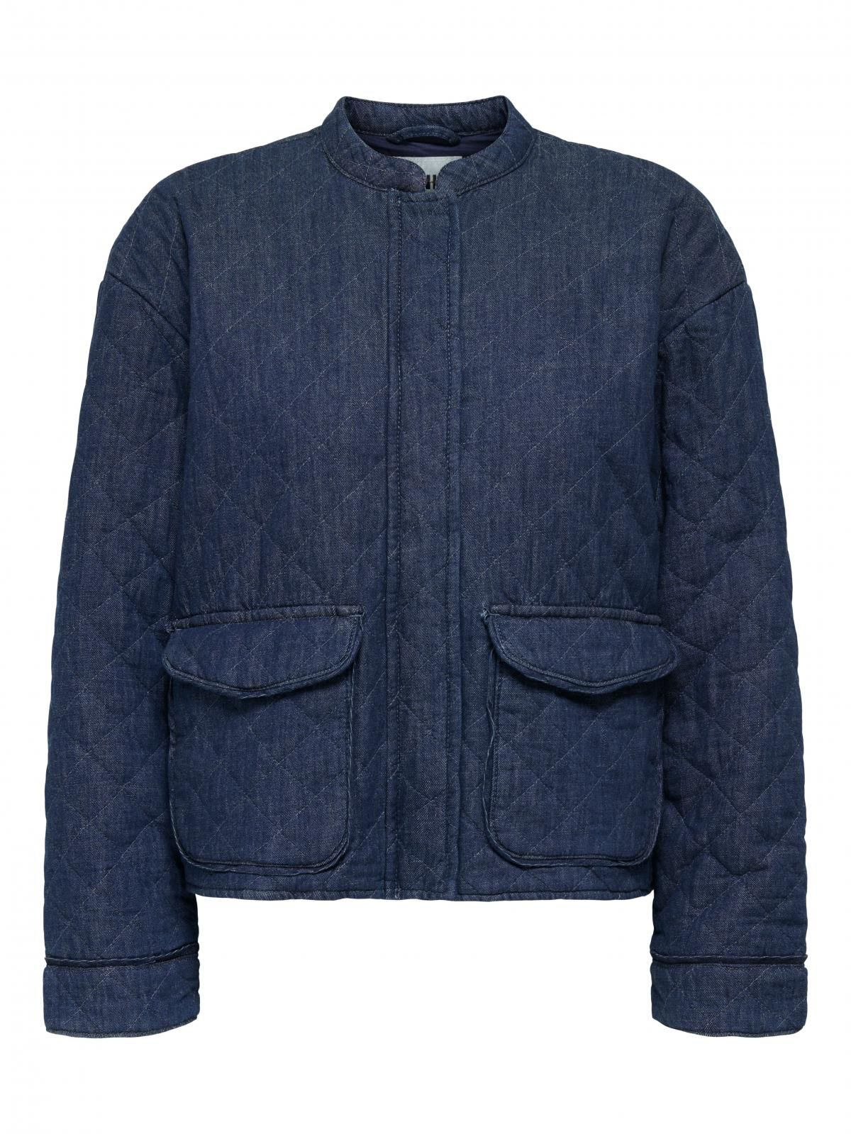온리 테크니컬 데님 퀼팅 라운드넥 재킷 15355316_2114 BLUE / DARK BLUE DENIM - 상세 이미지 3