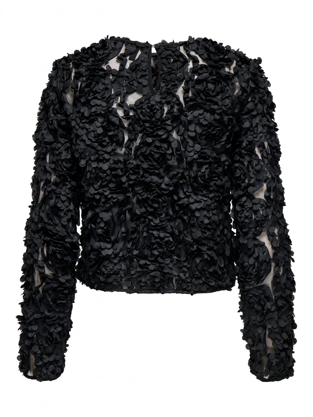 온리 3D플라워 레이스 크롭 블랙 블라우스 15364572_2161_1238107 BLACK / BLACK - 상세 이미지 4