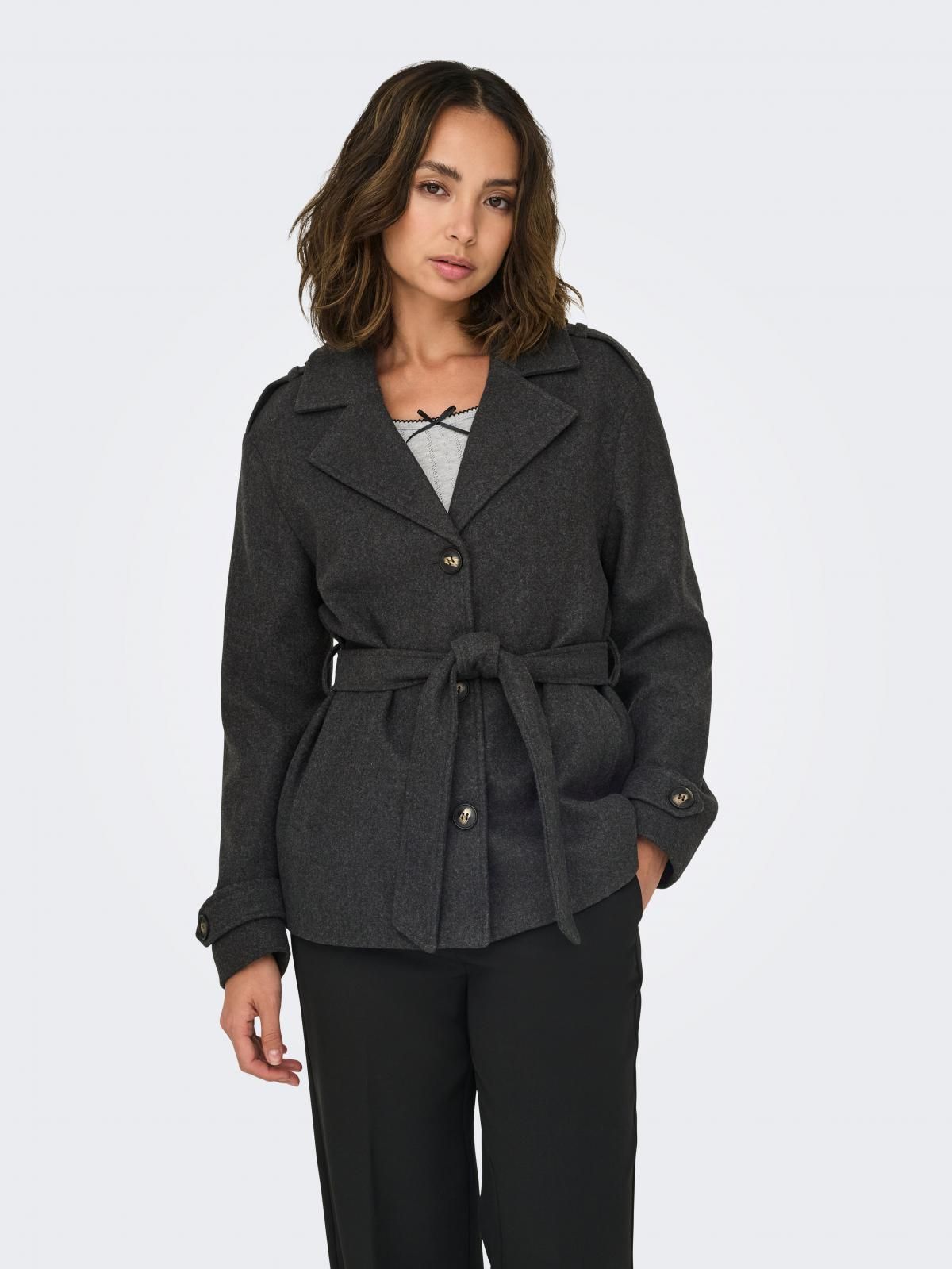 온리 테크니컬 벨티드 숏 트렌치코트 15341179_2383 GREY / DARK GREY MELANGE - 상품 이미지