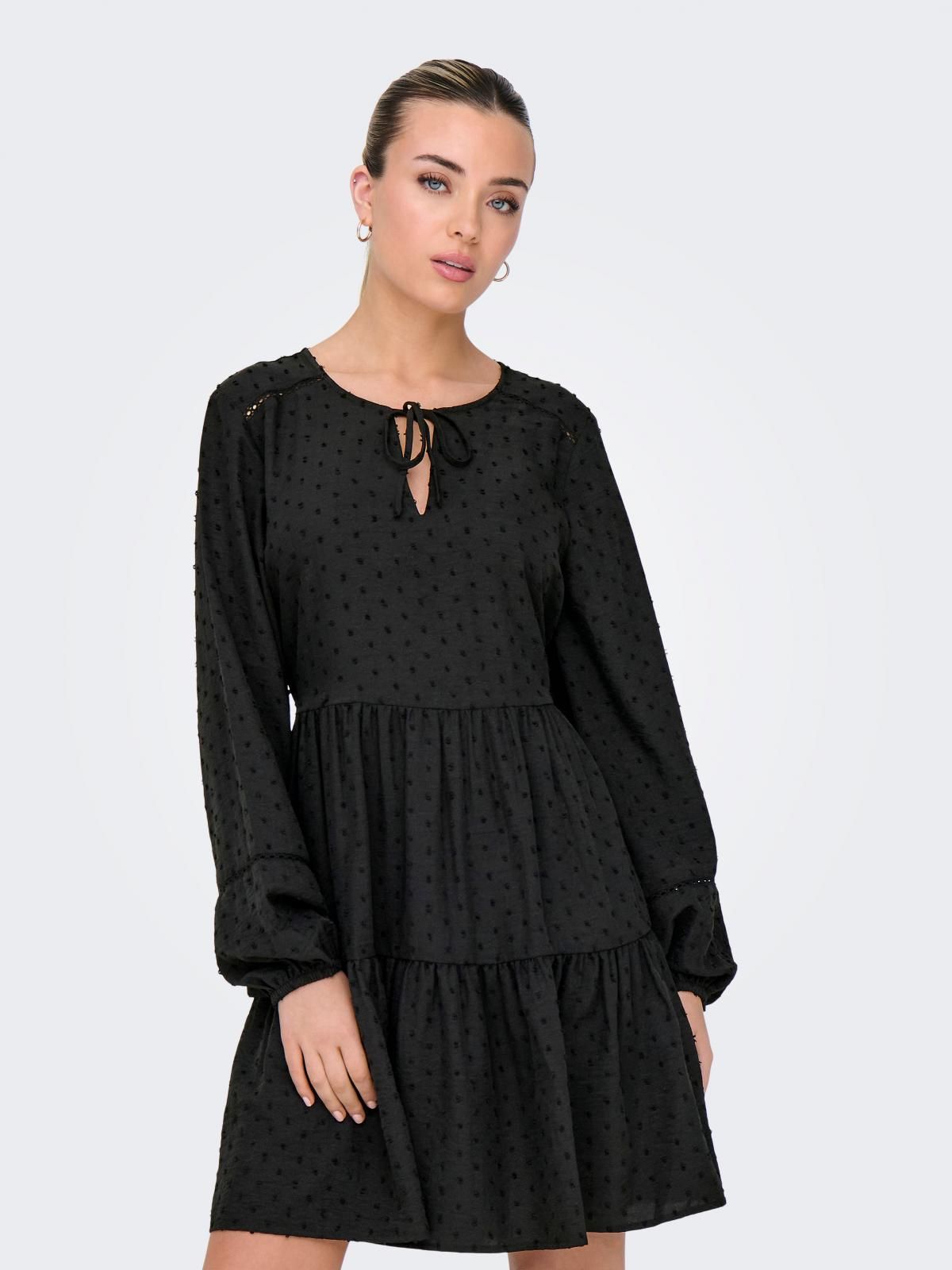 제이디와이 루즈핏 미니 원피스 타이넥 15350537_2161 BLACK / BLACK - 상품 이미지
