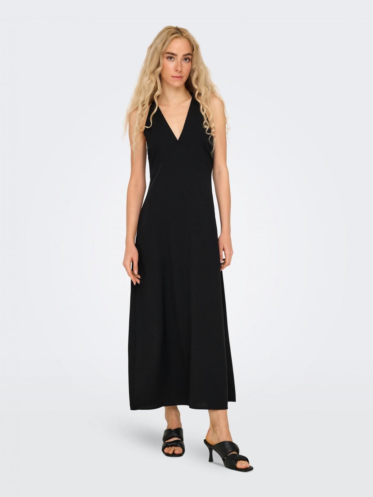 온리 브이넥 슬리브리스 블랙 롱 원피스 15342701_2161 BLACK / BLACK - 상세 이미지 5