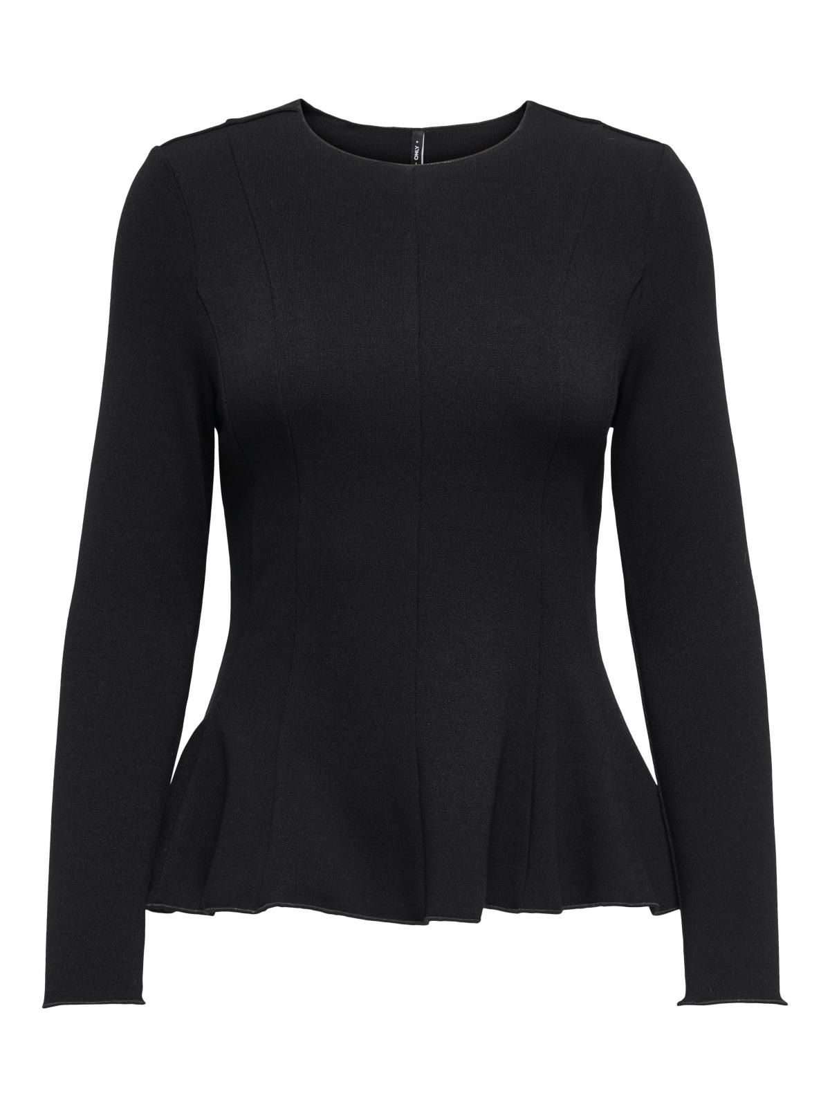 온리 페플럼 라운드넥 크롭 긴팔 블랙 탑 15363861_2161 BLACK / BLACK - 상세 이미지 3