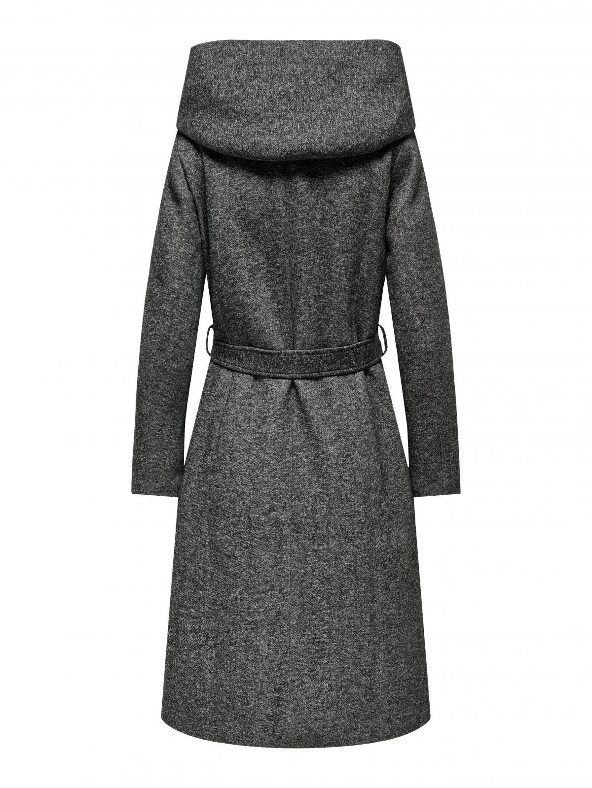 온리 후드 하이넥 롱 벨트 코트 15317976_2383 GREY / DARK GREY MELANGE - 상세 이미지 4