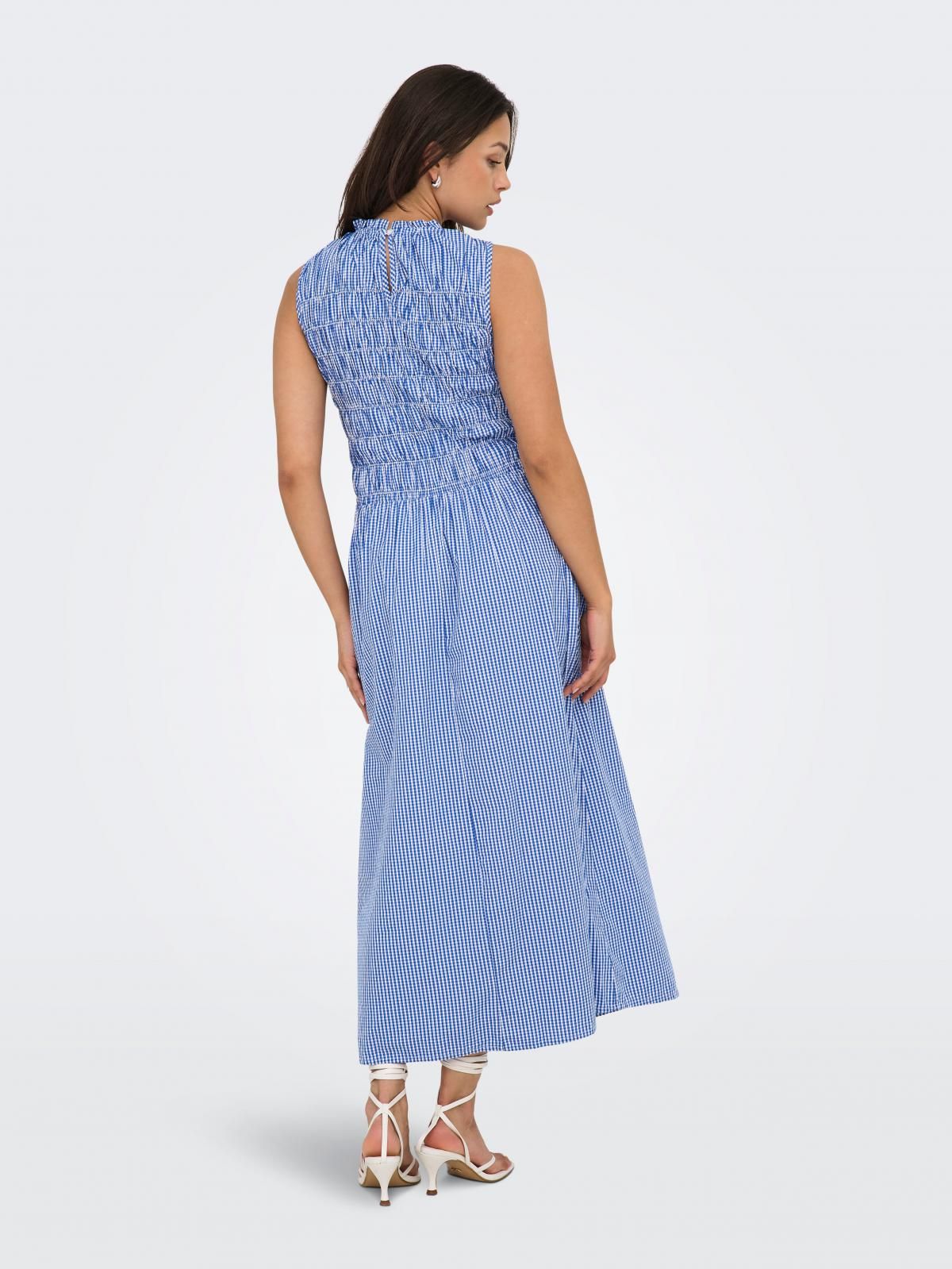 온리 체크 패턴 슬리브리스 미디 원피스 15358999_1233_1224231 BLUE / BLUE BONNET - 상세 이미지 2