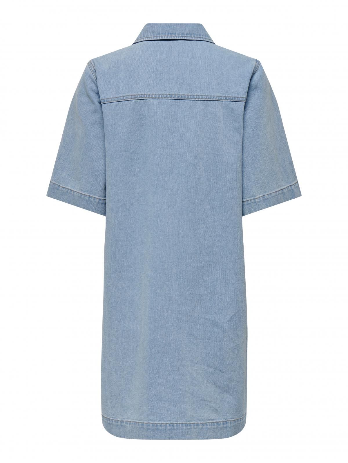 온리 데님 미니 셔츠원피스 반팔 캐주얼 15324384_2116 BLUE / LIGHT BLUE DENIM - 상세 이미지 4