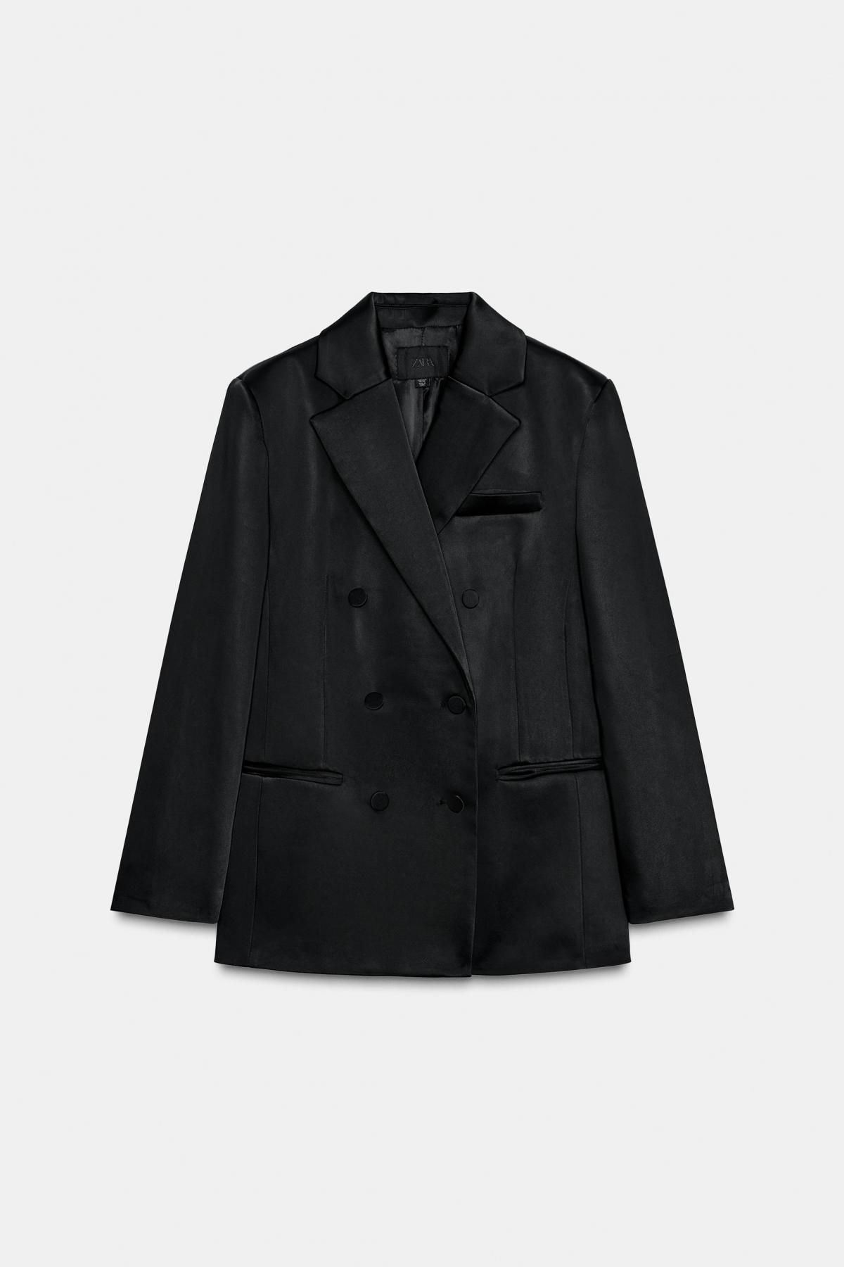 자라 새틴 포켓 더블브레스트 블레이저 1255/807 BLACK - 메인 이미지