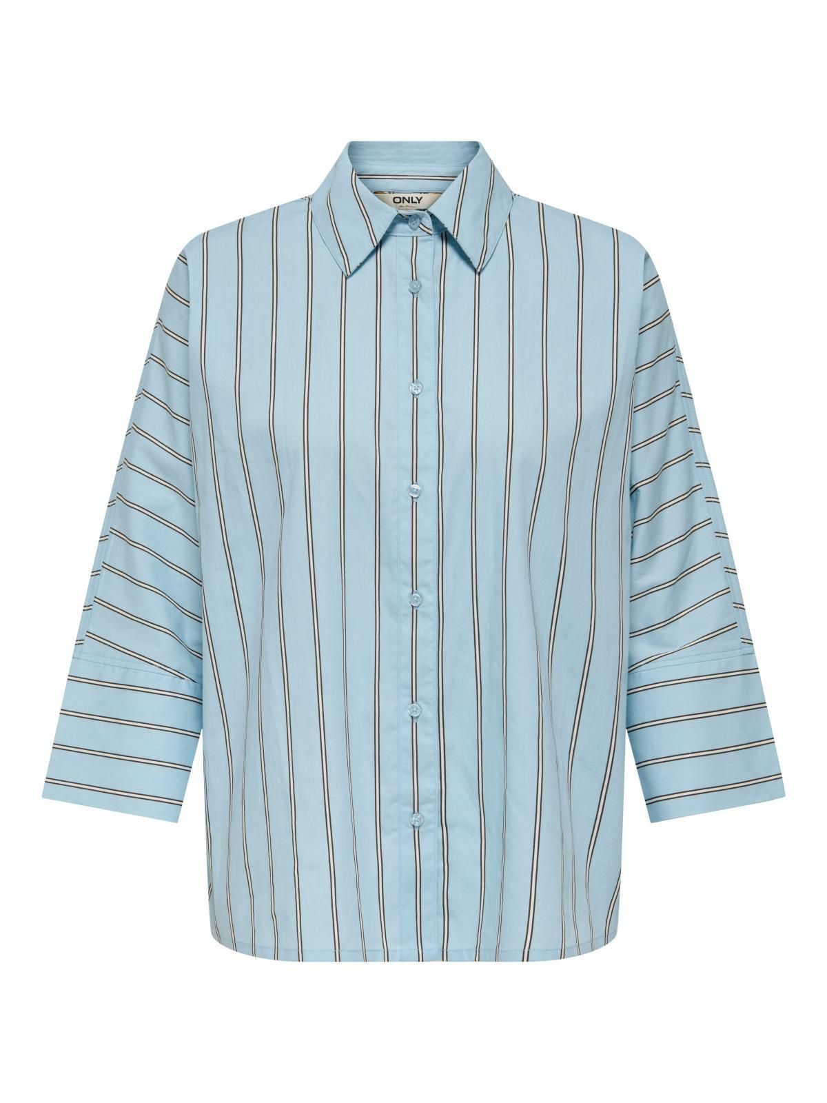 온리 스트라이프 오버핏 코튼 긴팔 셔츠 15363650_1243_1236110 BLUE / CASHMERE BLUE - 상세 이미지 4