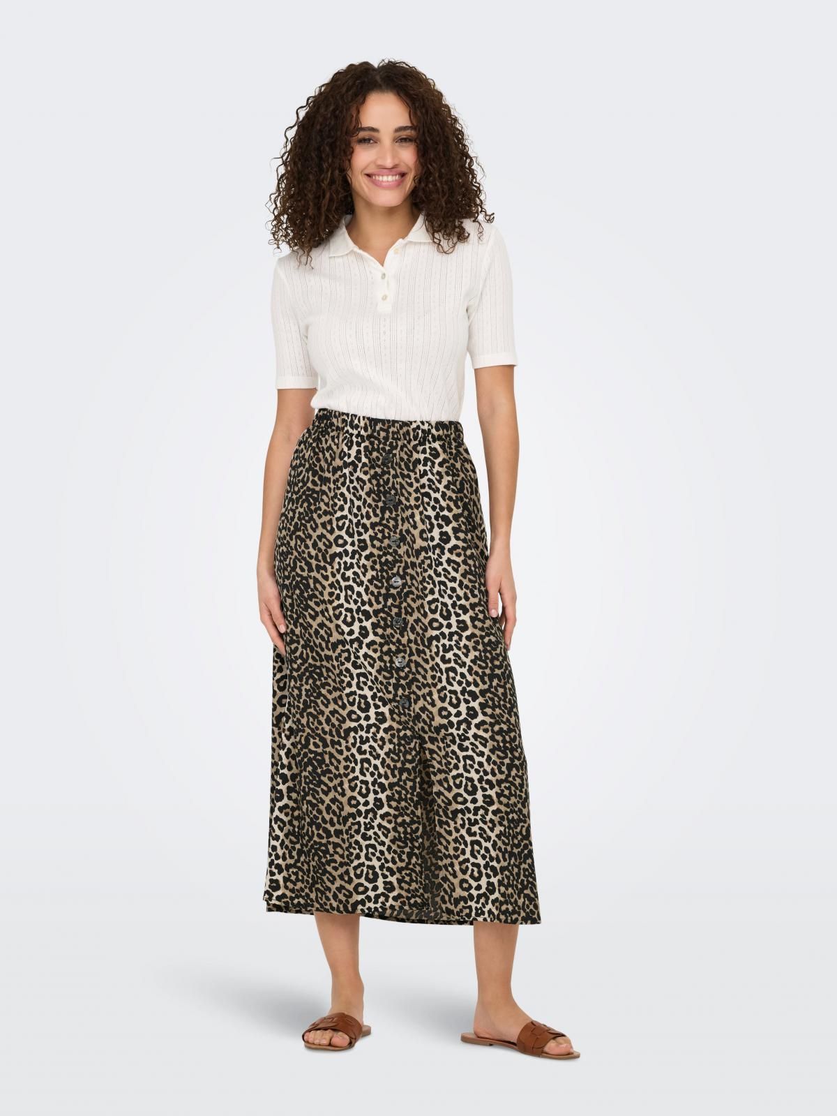 온리 레오파드 패턴 롱 스커트 15342661_112_1183672 BROWN / TIMBER WOLF - 상세 이미지 5