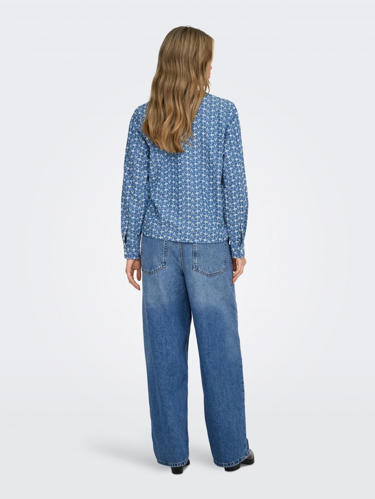 온리 에스닉 패턴 데님 셔츠 15366772_2115_1245092 BLUE / MEDIUM BLUE DENIM - 상세 이미지 2