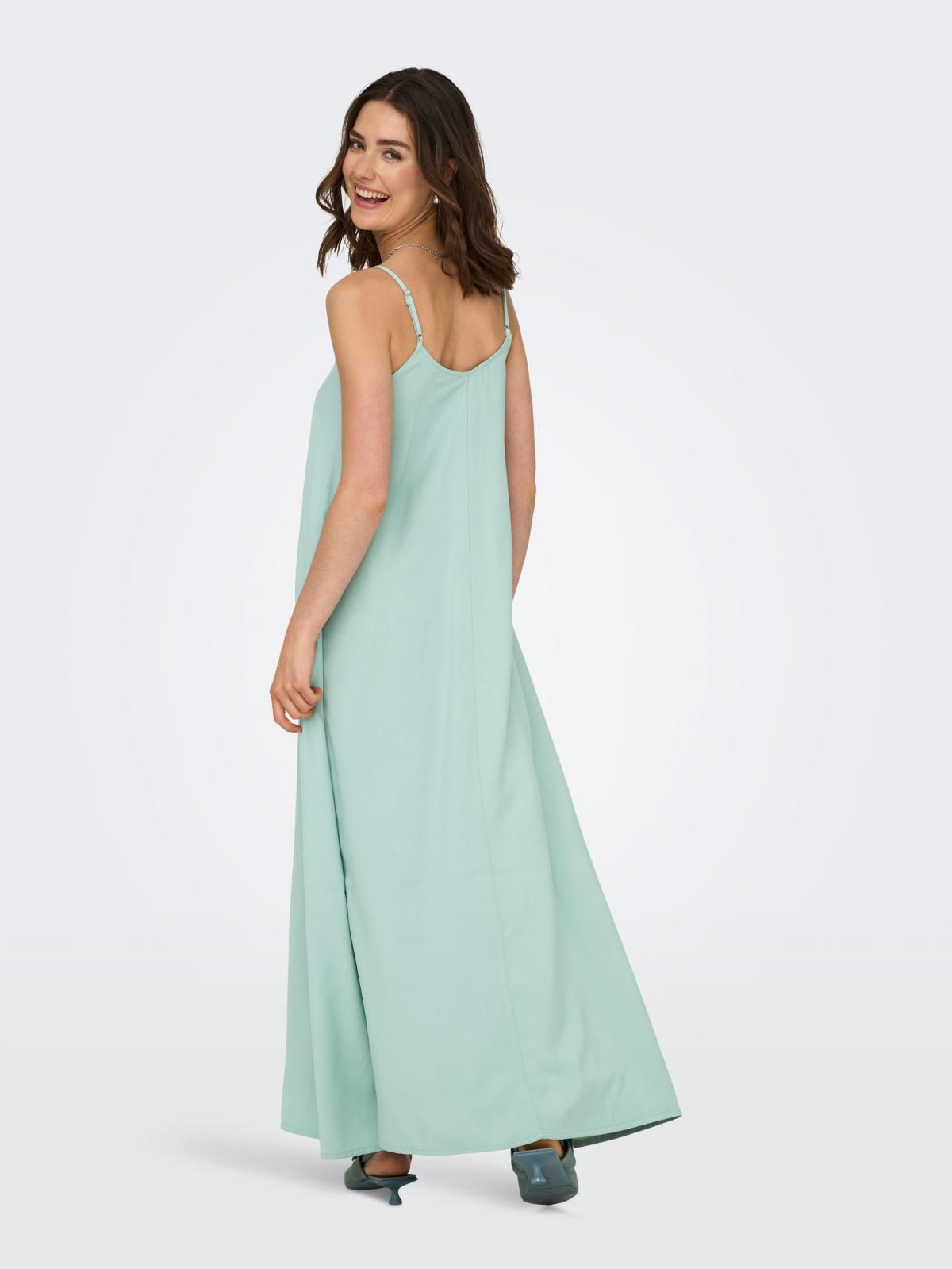 온리 스트랩 롱 원피스 브이넥 루즈핏 15337951_1422 TURQUOISE / GRAY MIST - 상세 이미지 2