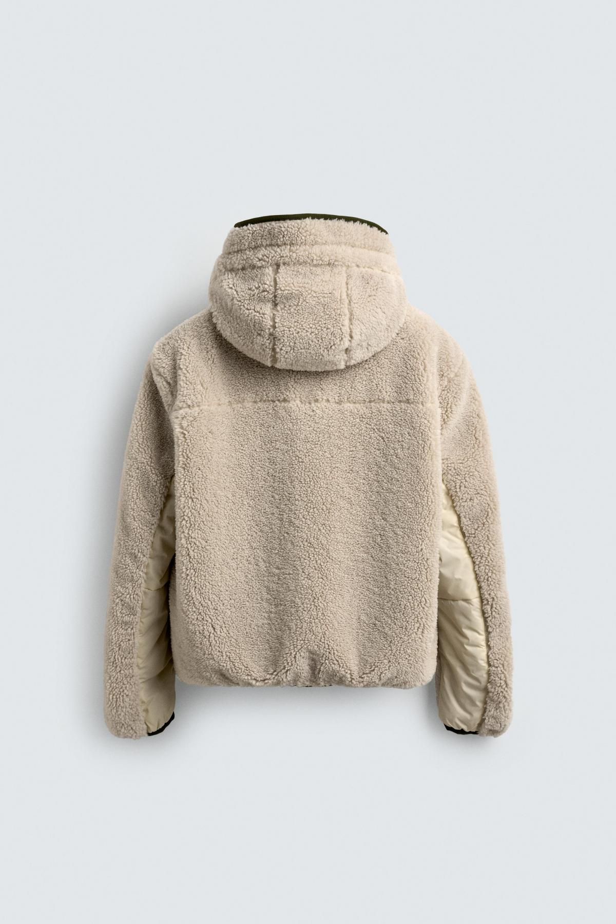 자라 테크니컬 배색 퍼 후드 집업 재킷 6318/407 OYSTER-WHITE 이미지 8