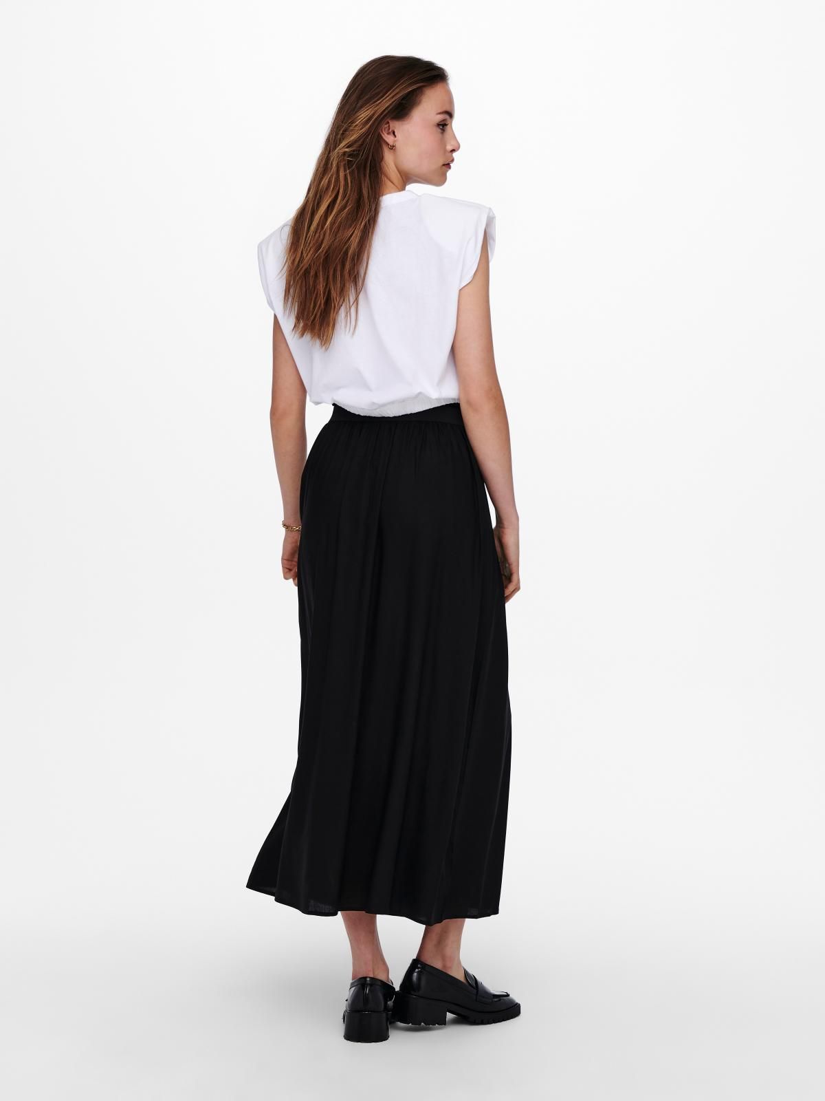 온리 플리세 롱스커트 밴딩 베이직 블랙 15164606_2161 BLACK / BLACK - 상세 이미지 2
