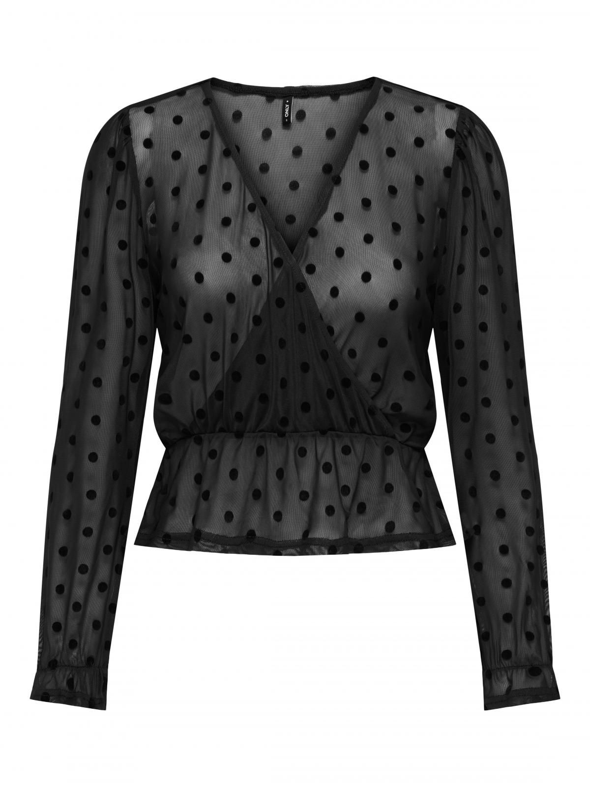 온리 레이스 브이넥 시스루 크롭 블라우스 15358995_2161_1224216 BLACK / BLACK - 상세 이미지 4