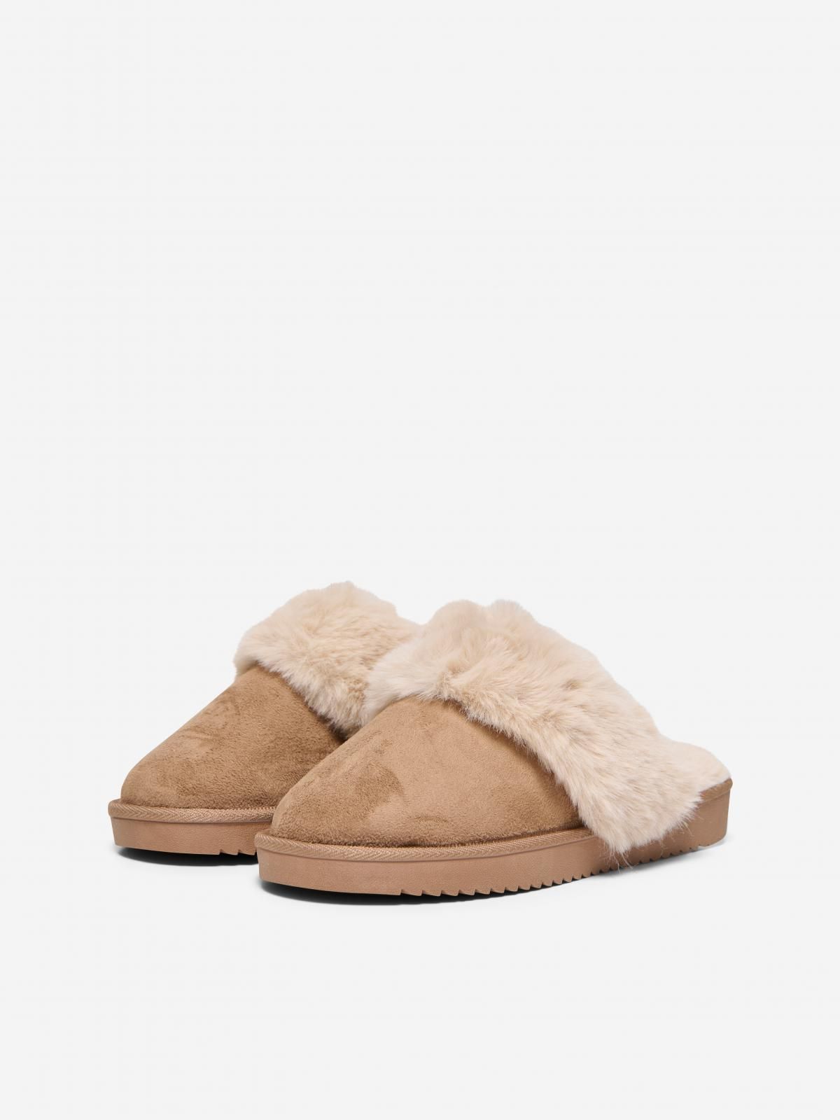 온리 테디 퍼 쿠션 컴포트 뮬 슬리퍼 15356314_409 BROWN / COGNAC - 상세 이미지 5
