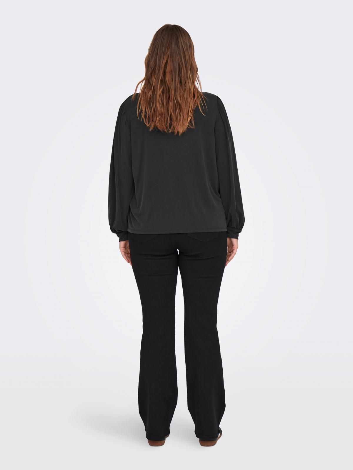 온리 빅사이즈 하이넥 롱슬리브 탑 15345654_2161 BLACK / BLACK - 상세 이미지 2