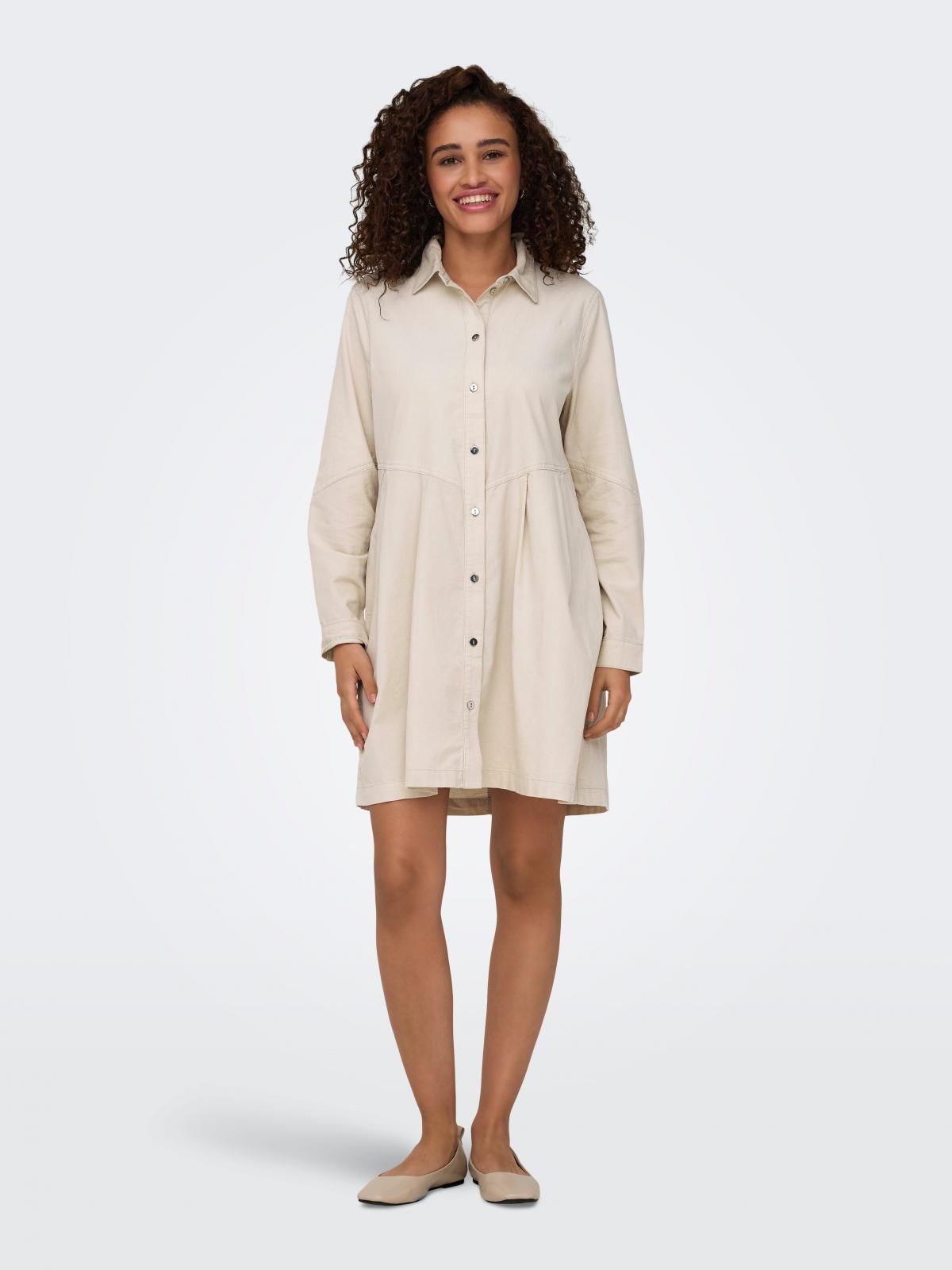 온리 루즈핏 미니 셔츠 원피스 15338791_115 BEIGE / PUMICE STONE - 상품 이미지