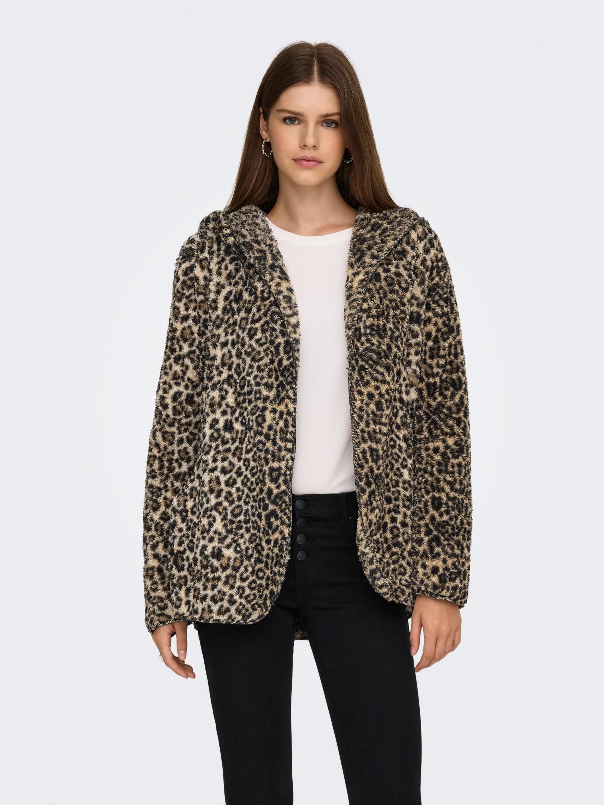 온리 레오파드 퍼 후드 숏코트 15359828_2011_1226482 BROWN / TOASTED COCONUT - 상품 이미지