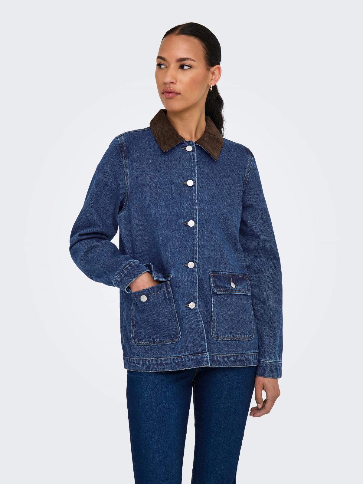 온리 테크니컬 클래식 데님 재킷 15359084_2114 BLUE / DARK BLUE DENIM - 상품 이미지
