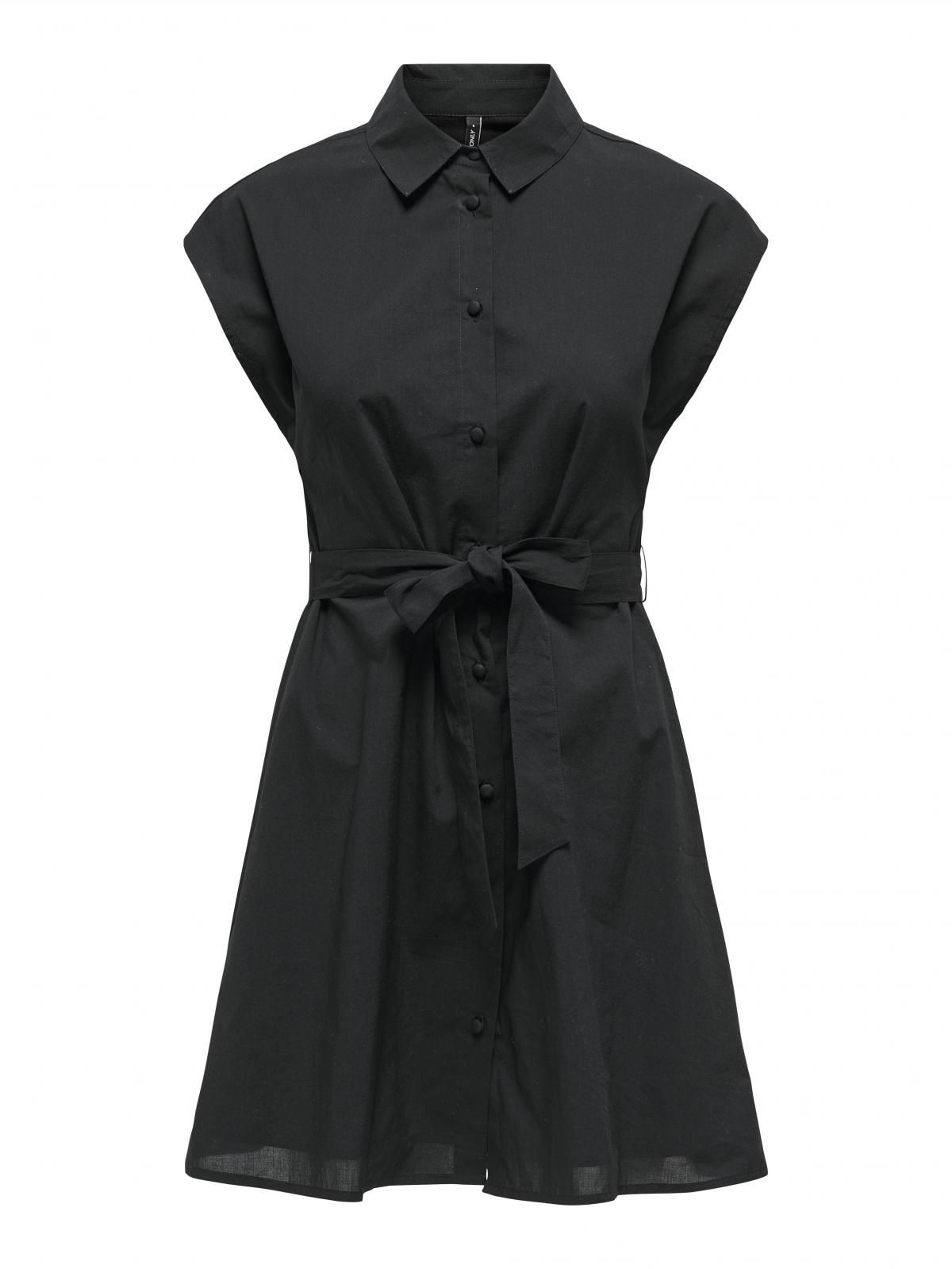 온리 벨티드 미니 셔츠 원피스 15348203_2161 BLACK / BLACK - 상세 이미지 3