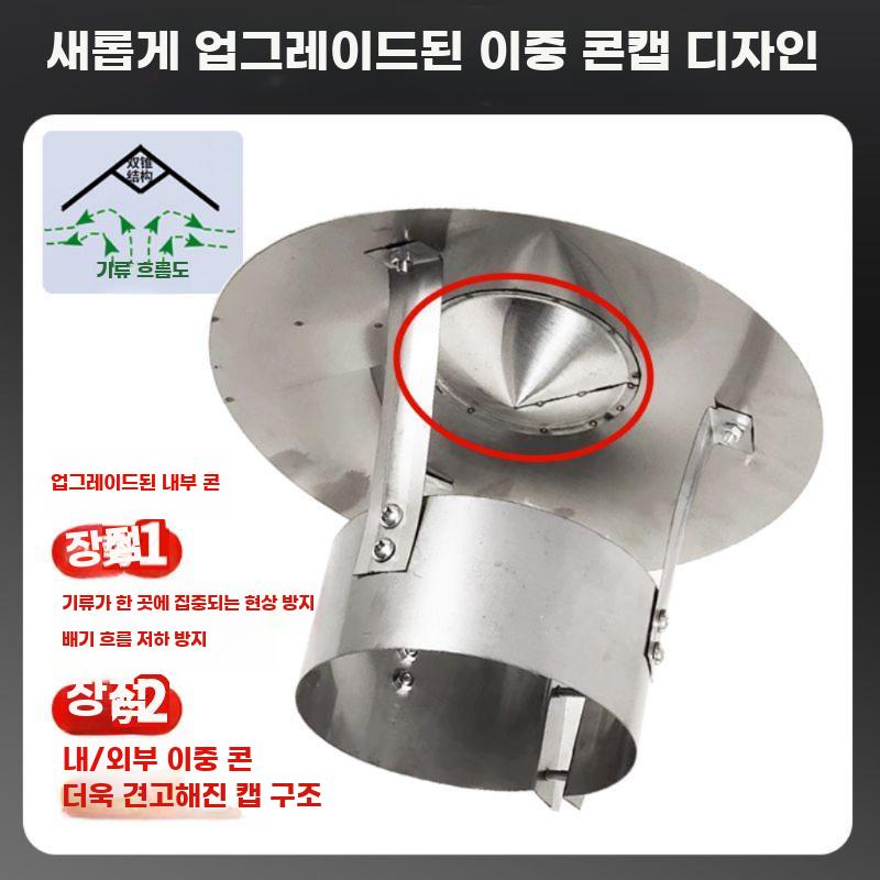 스테인리스 연통 방수 방풍 캡 실외 굴뚝 연도 커버 - 상세 이미지 3