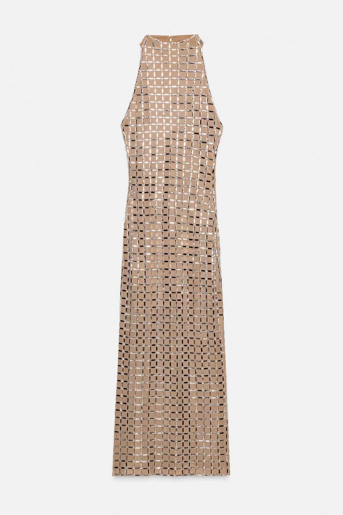자라 시퀸 메쉬 홀터넥 미디 원피스 4772/264 BEIGE-PINK - 상품 이미지