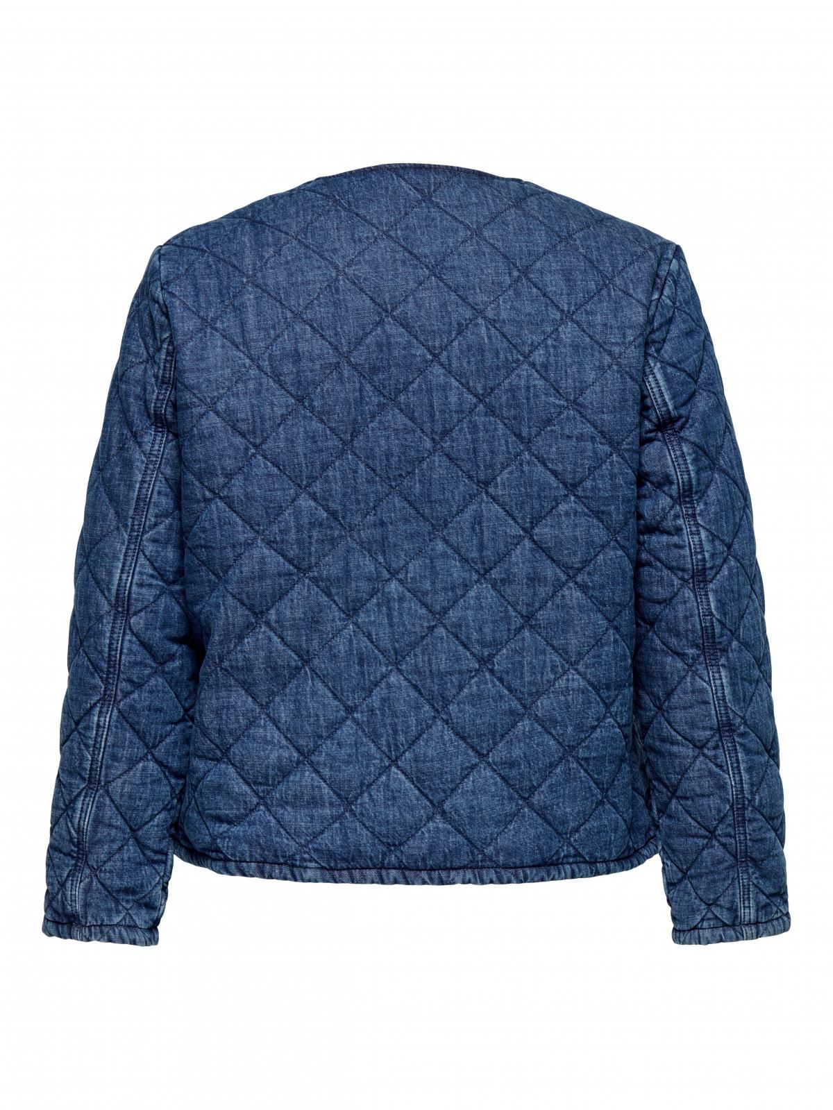 온리 테크니컬 데님 퀼팅 라운드넥 재킷 15355468_2115 BLUE / MEDIUM BLUE DENIM - 상세 이미지 4