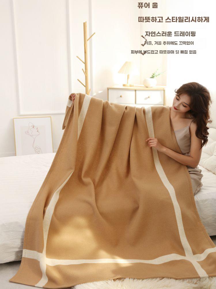 내몽골 천연 양모 담요 소파 블랭킷 두꺼운 울 이불 - 상세 이미지 2