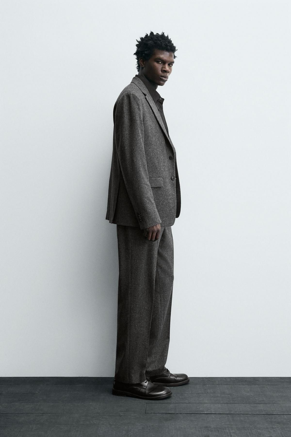 자라 프리미엄 울블렌드 텍스처 정장팬츠 9815/249 ANTHRACITE GREY - 상세 이미지 4