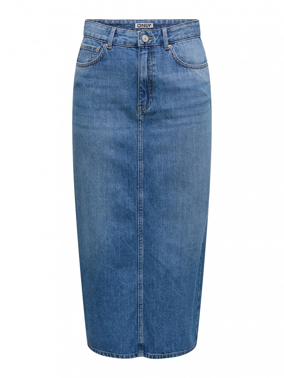 온리 데님 클래식 미디 스커트 15339976_2115 BLUE / MEDIUM BLUE DENIM - 상세 이미지 3