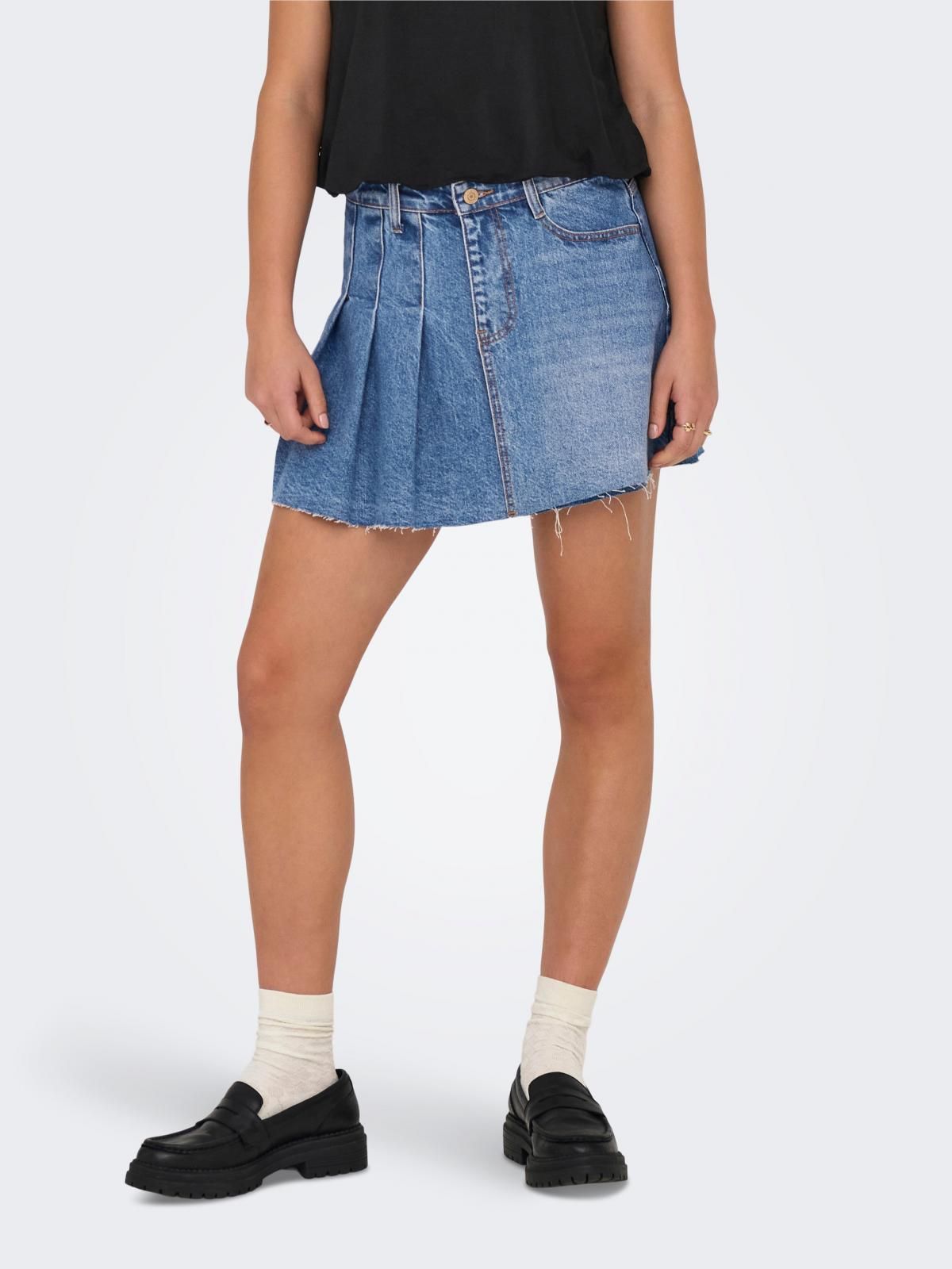 온리 데님 플리츠 미니 스커트 15345569_2116 BLUE / LIGHT BLUE DENIM - 상품 이미지