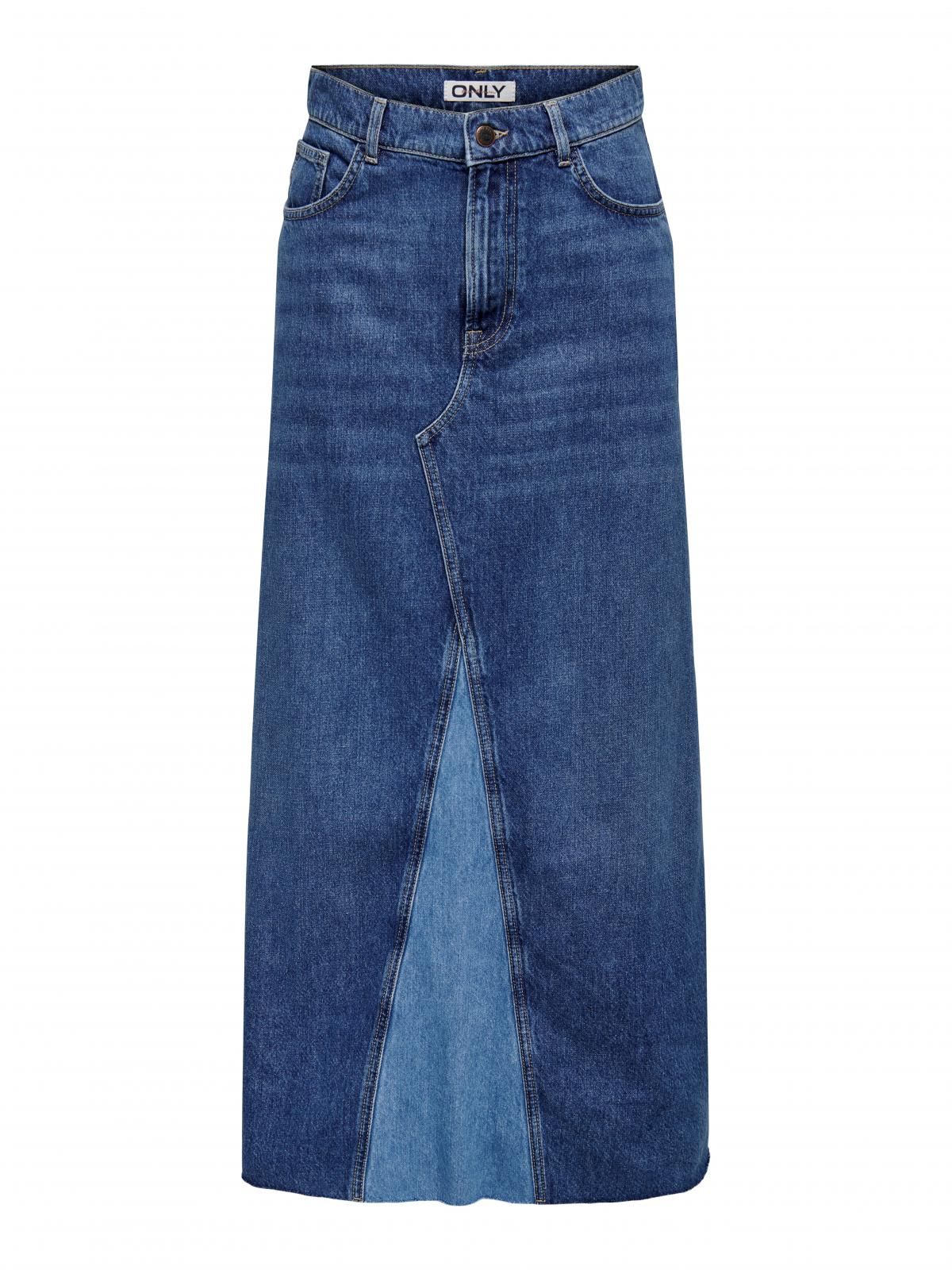 온리 트렌디 하이웨이스트 데님 롱스커트 15327696_2115 BLUE / MEDIUM BLUE DENIM - 상세 이미지 4