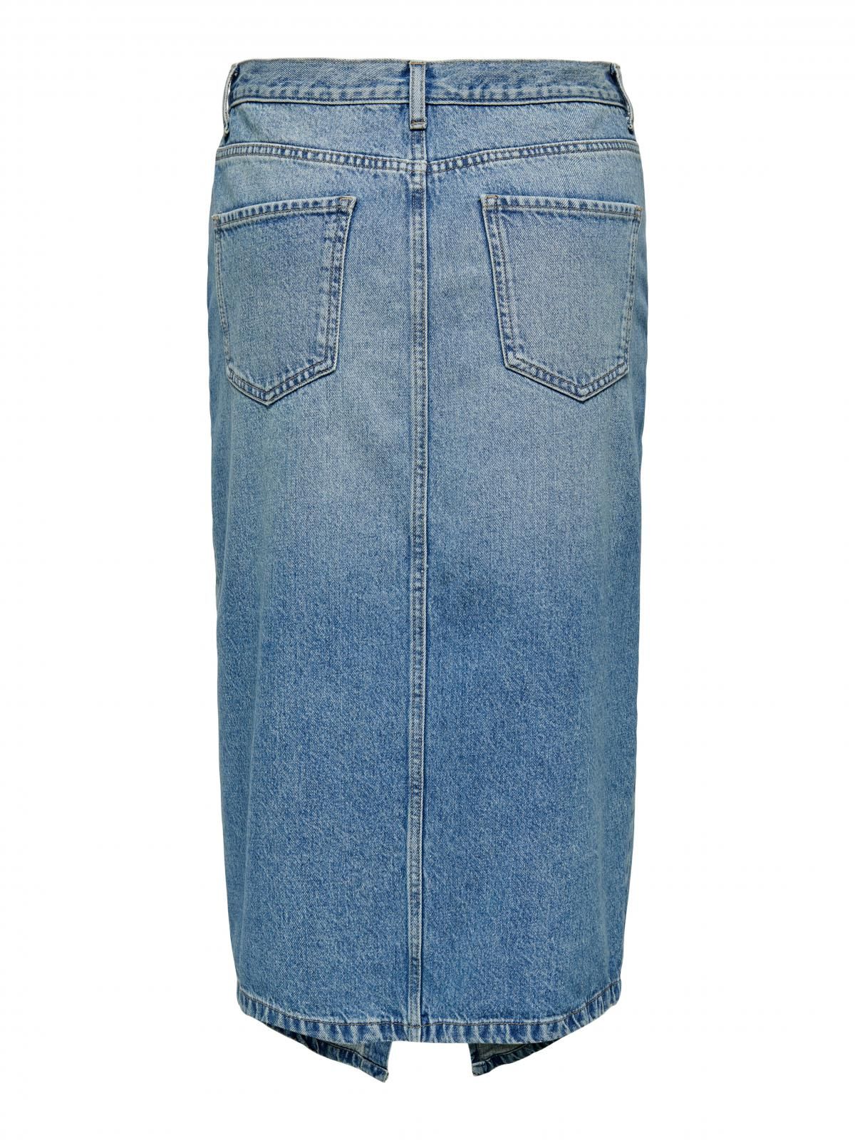 온리 미드워시 데님 미디 스커트 슬릿 캐주얼 15326839_2115 BLUE / MEDIUM BLUE DENIM - 상세 이미지 4
