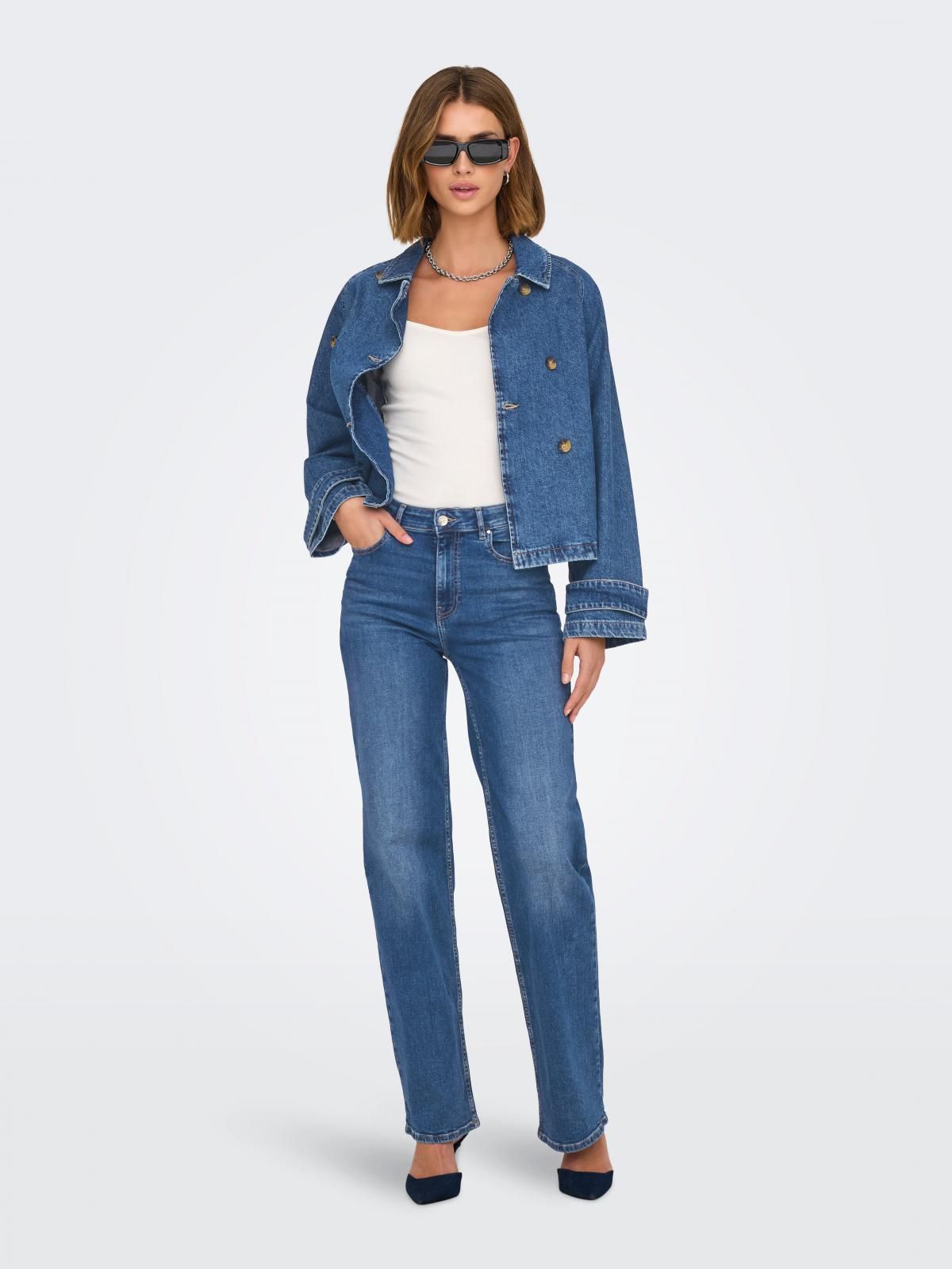 온리 트렌디 숏 데님 재킷 15347089_2115 BLUE / MEDIUM BLUE DENIM - 상세 이미지 5