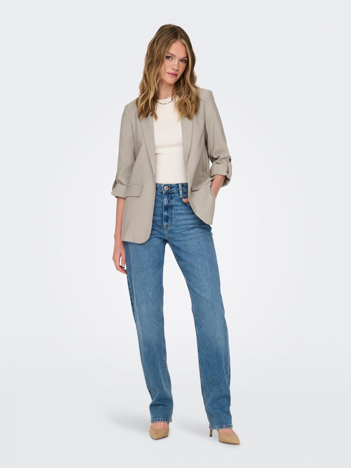 온리 테크니컬 루즈핏 롱 블레이저 15310839_4481 GREY / PURE CASHMERE - 상세 이미지 5