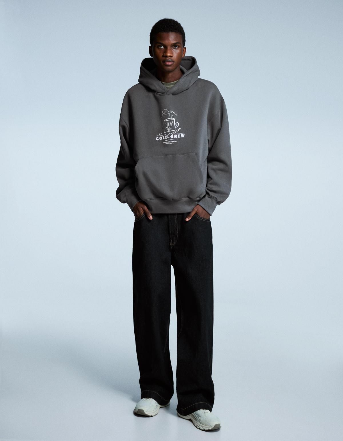 버쉬카 프린트 후드 스웨트셔츠 그레이 7409/498 DARK GREY 이미지 6