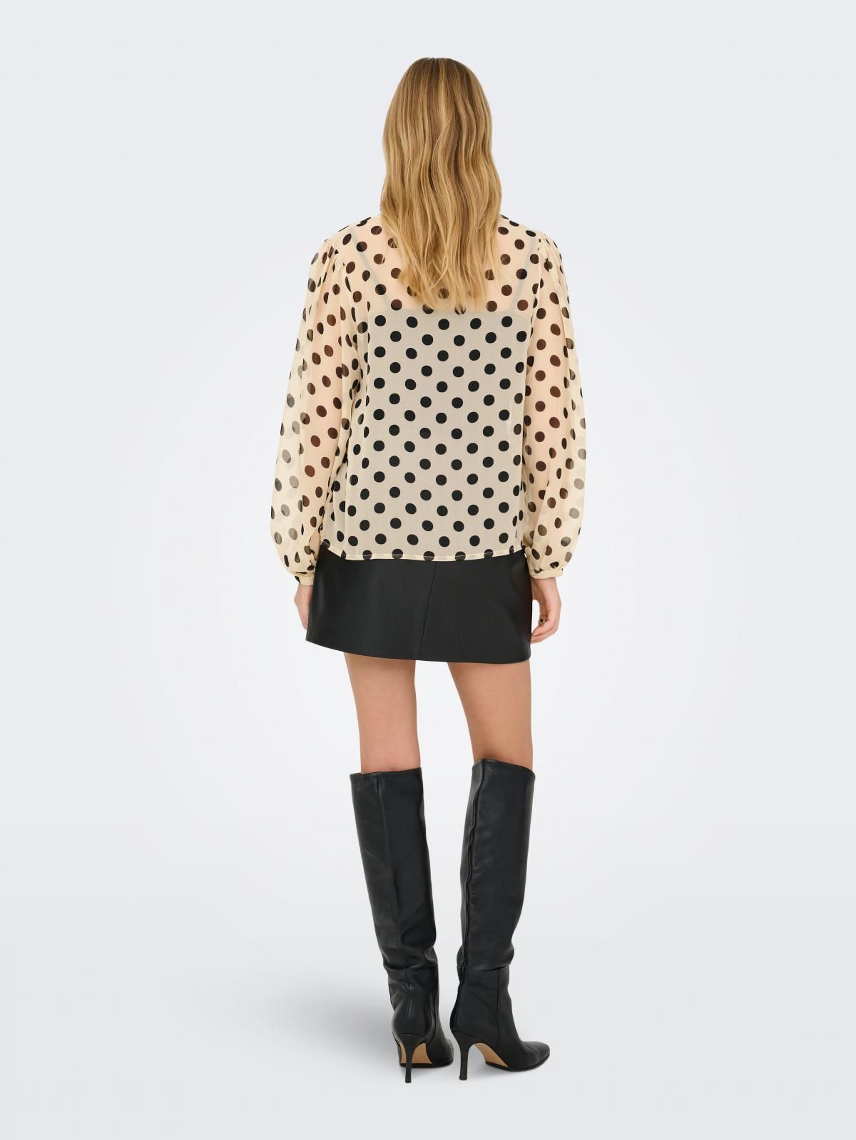 온리 도트 프린트 시스루 브이넥 블라우스 15368301_381_1264184 BROWN / FROSTED ALMOND - 상세 이미지 3